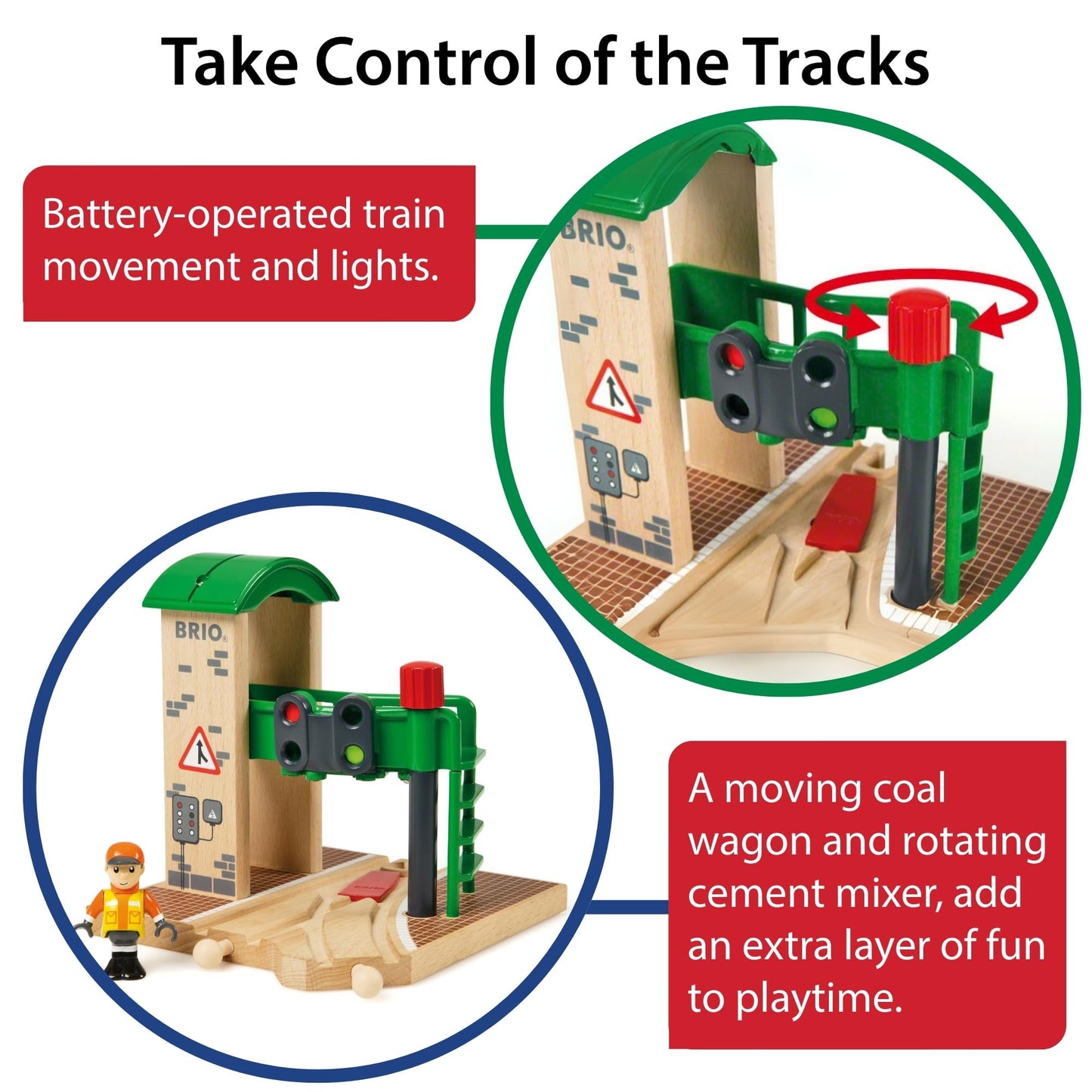 BRIO World - 33674 - Signal Station | 2 Piece Wooden Toy Train Accessory for Kids Age 3 and Up