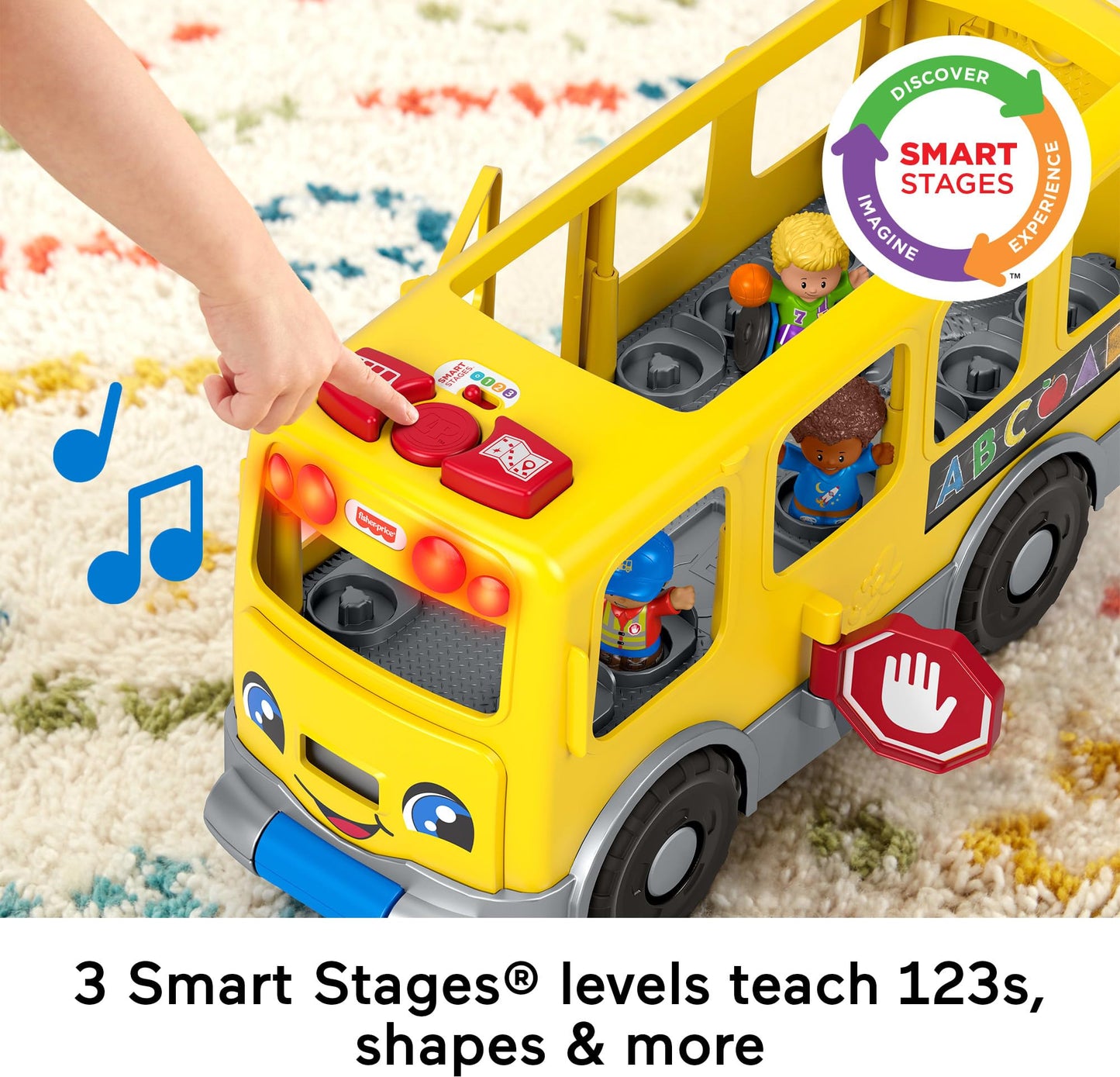 Fisher-Price Little People Toddler Toy Big Yellow School Bus & Community Heroes Set, Musical Pull-Along Vehicle & Figures for Kids Ages 1+ Years