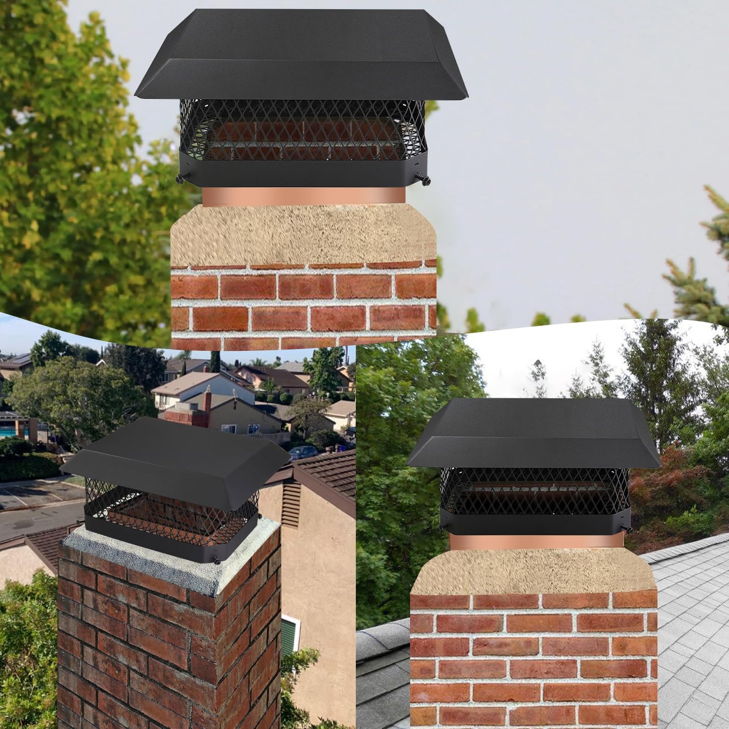 Chimney Cap Chimney Cover,Fireplace Chimney Caps for Outside 9"x13",Chimney Flue Cover Chimney Rain Cap,Roof Rain Guard Chimney Top Protector Cover Chimney Exhaust Vent Cap for Clay Flue Tile Chimney