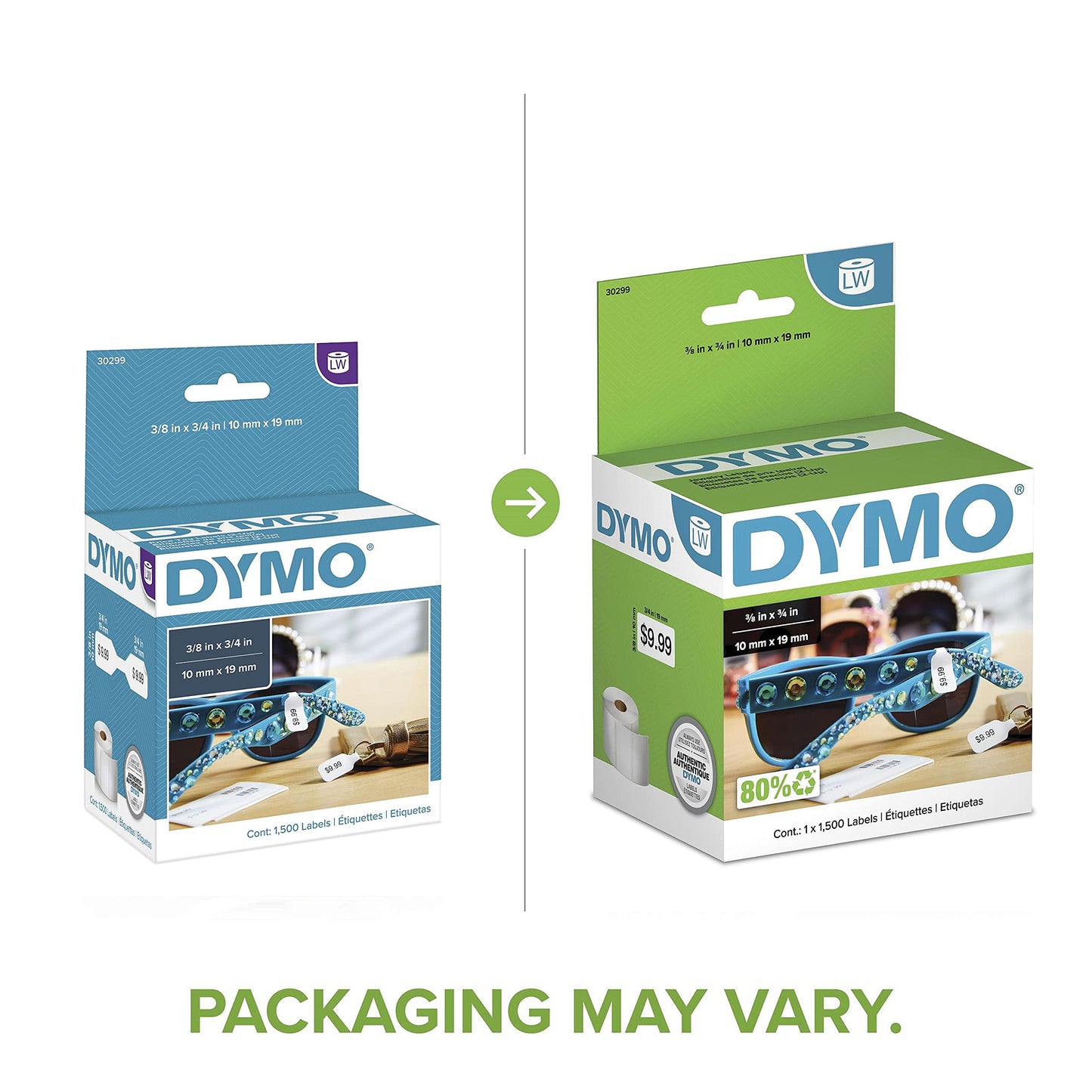 DYMO Authentic LW 2-Up Price Tag Labels, DYMO Labels for LabelWriter Label Printers, 3/8" x 3/4", 1 Roll of 1500