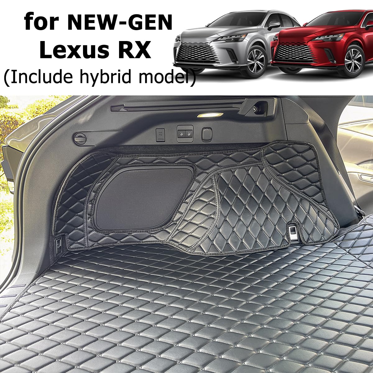 7DEEKEI Cargo Mat for 2023-2025 Lexus RX350 RX350H RX450H RX500H Trunk and Rear Backrest Cargo Liners All Weather Anti-Slip
