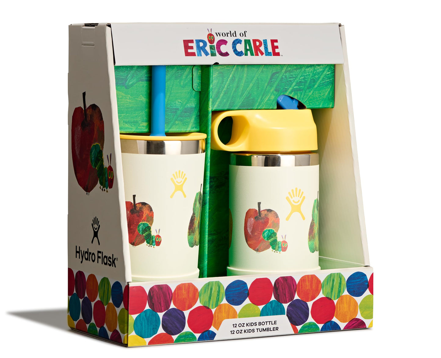 Hydro Flask Kids Water Bottle and Tumbler Bundle Set for School - Stainless Steel and Insulated with Straw Cap - 12 Oz World of Eric Carle™ Fruit