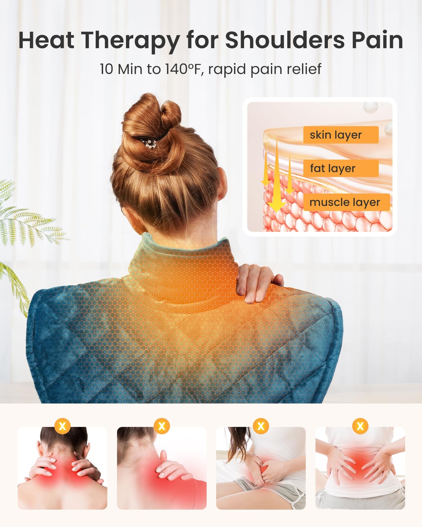 Weighted Heating Pad for Neck and Shoulders and Back, 2.5lb Electric Heat Pad for Pain Relief, Shoulder Heating Pad with 5 Heat Settings, 4 Timer Settings, Valentine's Day Gifts, UL, CE Certification