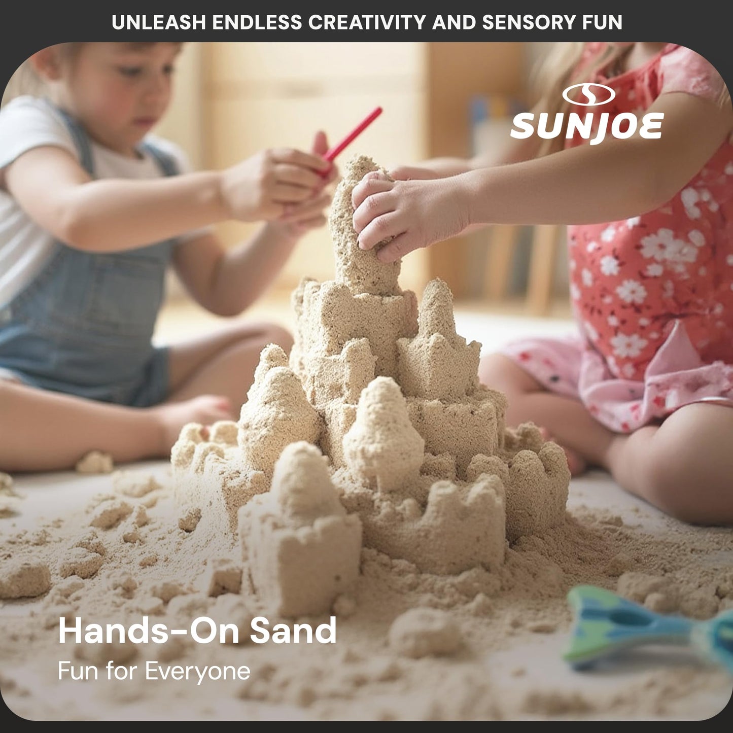 Sun Joe Silica Play Sand for Sandbox, Sensory Table & Garden Spaces, Ultra Fine, 50 Lb Bag - Indoor and Outdoor Natural Craft Accessory for Molding, Digging, Sculpting and Gardening, PLYSAND50