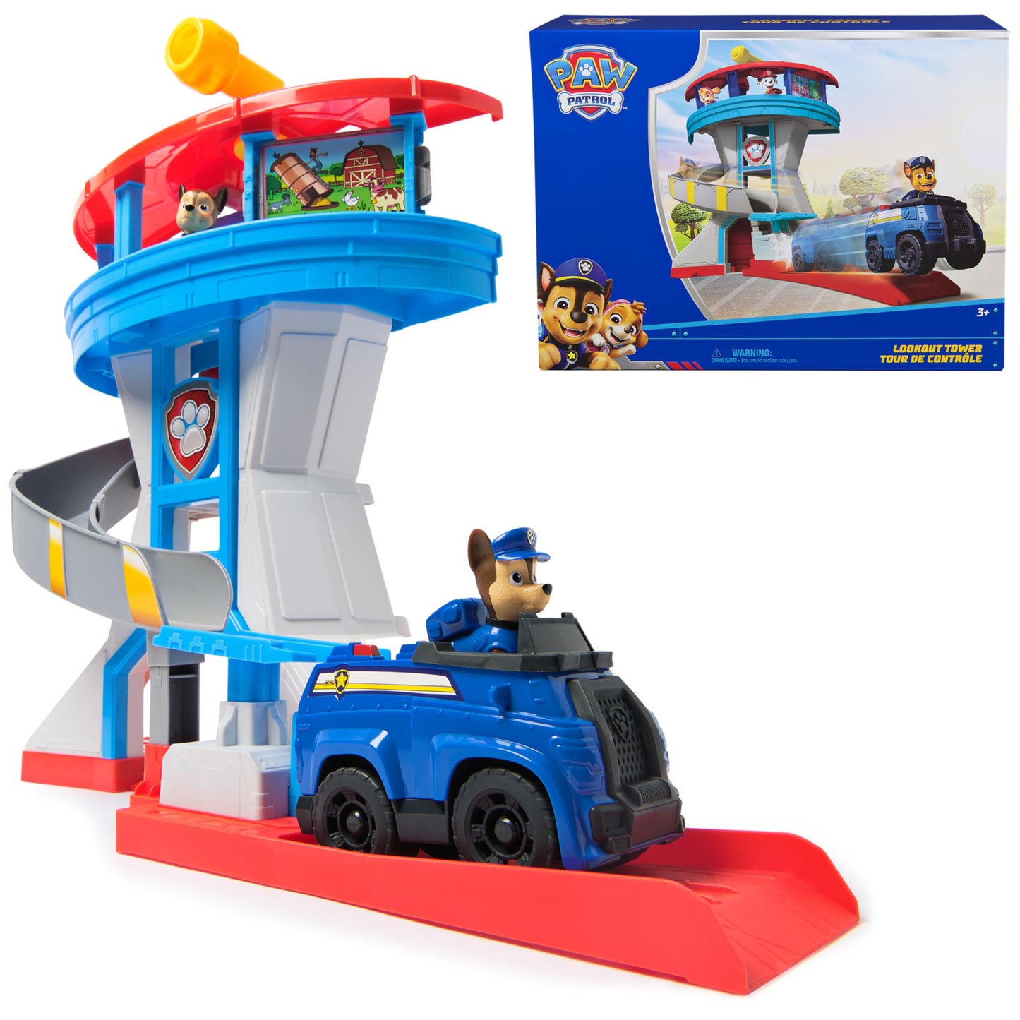 PAW Patrol Lookout Tower, 20-Inch PAW Patrol Tower with Chase Action Figures, Rescue Vehicle & Launcher, Kids Toys for Boys & Girls Ages 3 and Up