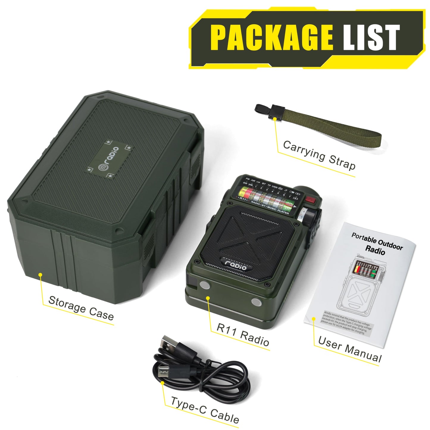 Emergency Crank Radio- Emgykit 4000mAh/14800mWh AM/FM/WB/SW/NOAA Weather Radio with Bluetooth,Flashlight,SOS Alarm, Powered by USB Charged,Hand Crank & Solar Power for Camping, Emergency