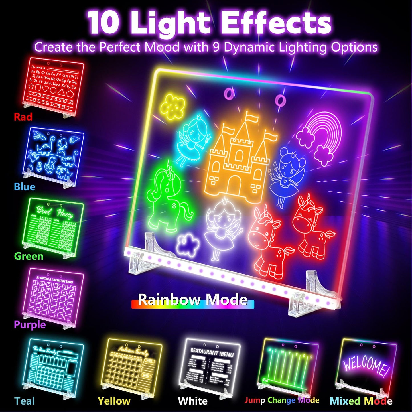 16" Led Drawing Board for Kids with 18 Tracing Stencils - Light up Led Note Board, 2026 Birthday Gifts for Boys Girls Ages 5 6 7 8 9 10 12+ Year Old, Magic Glow Art Toys for 6 7 8 9 10 Year Old, 39PCS