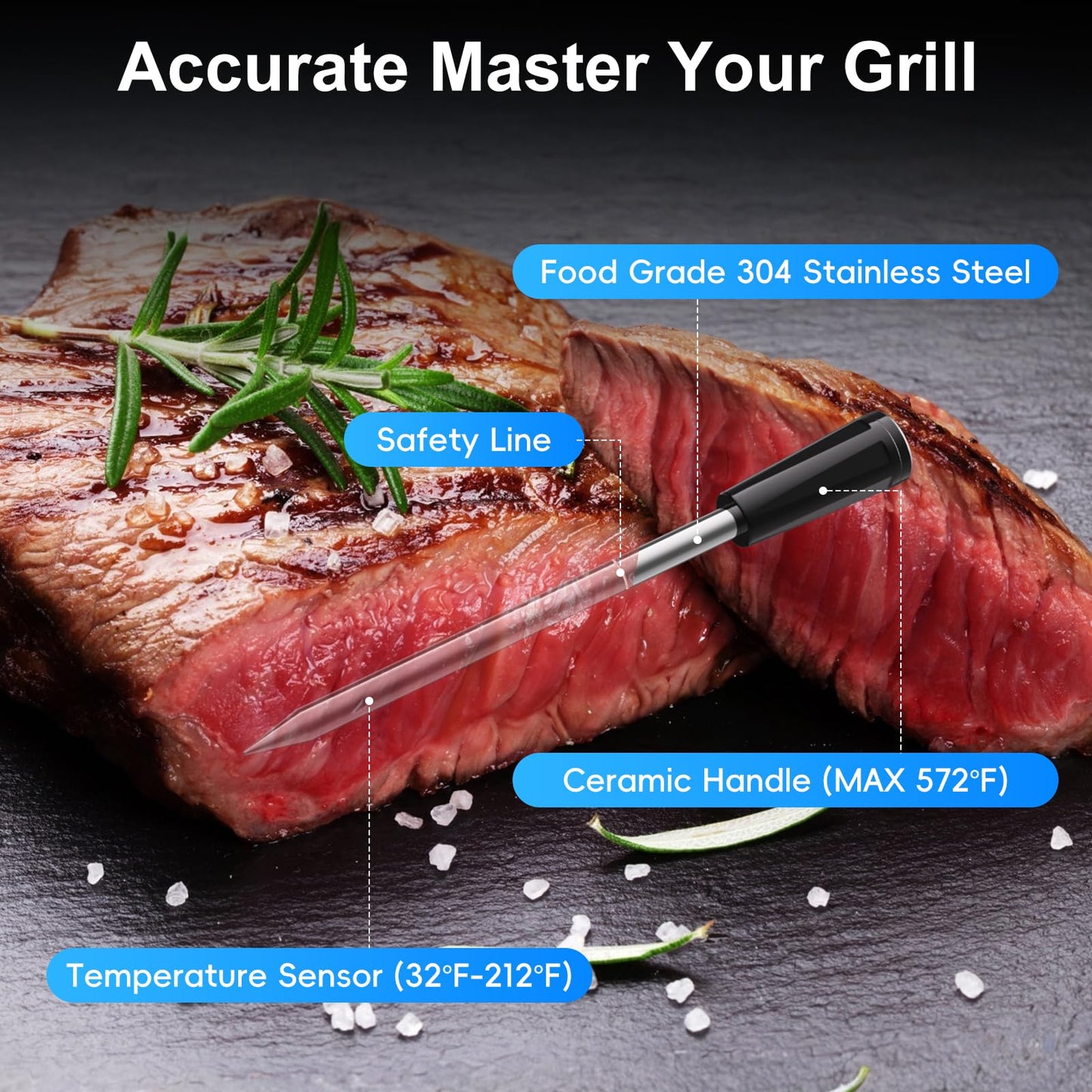 Newise Wireless Bluetooth Meat Thermometer with 2 Probes & App Control, Birthday Gifts for Men Dad Husband, Smart Digital Thermometer for Cooking, Oven, Smoker, BBQ, Grill