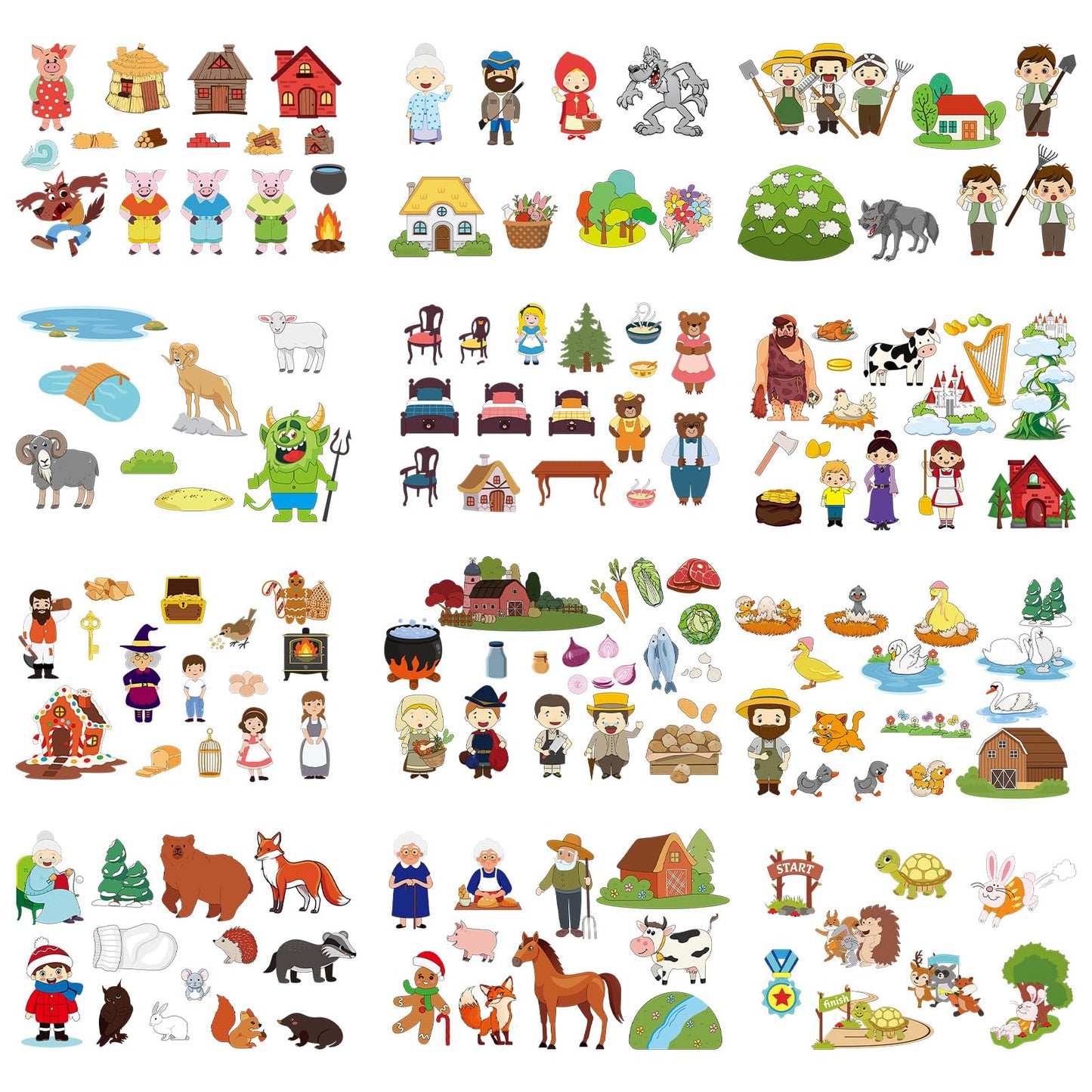 Windkream 12 Set Felt Board Stories Pieces Set Felt Animals Bible Fairy Tales for Preschool Animals Figures Flannel Board Stories for Toddlers Preschool Kindergarten Storytelling (Bible)