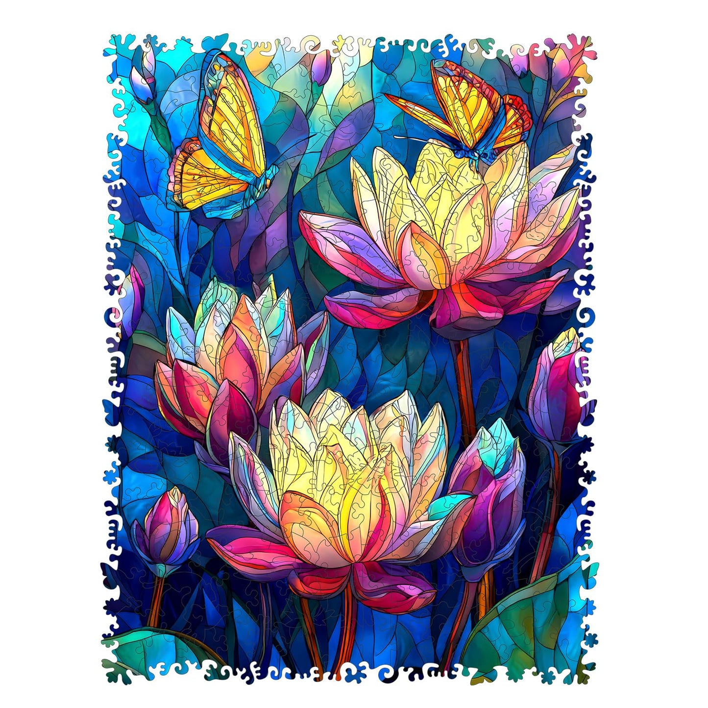 MEATRN Butterfly Lotus Wooden Puzzles for Adults 500 Pcs, 16.5x16.5 in, Fun Educational Wood Puzzle, Handmade Decorative Gift, Relaxing Wood Puzzle Game for Family & Friends