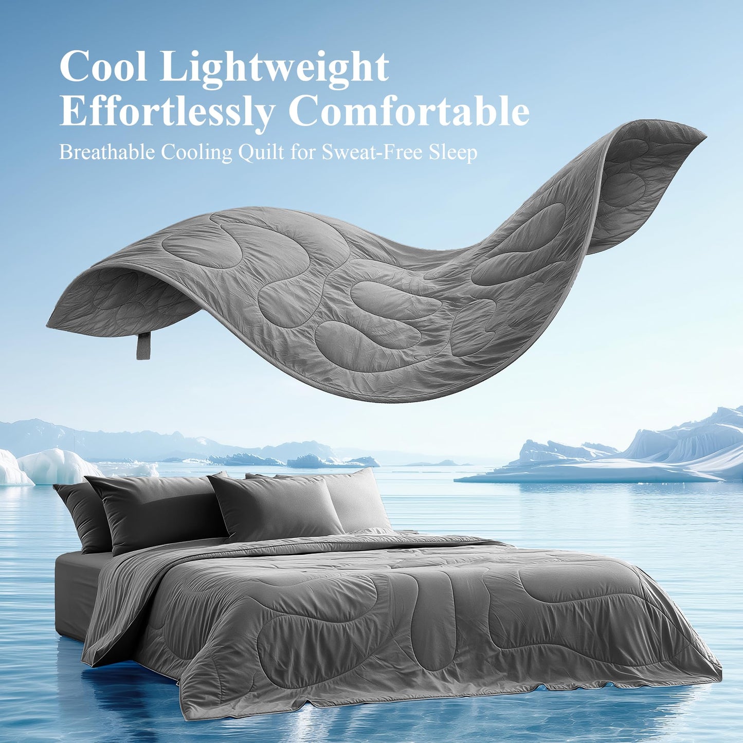 blunique Cooling Blanket Queen Size, Double-Sided Cooling Comforter for Hot Sleepers, Instant Cool Touch, Lightweight Breathable for Night Sweats, Soft Summer All Season Comforter(90''*90'',Grey)