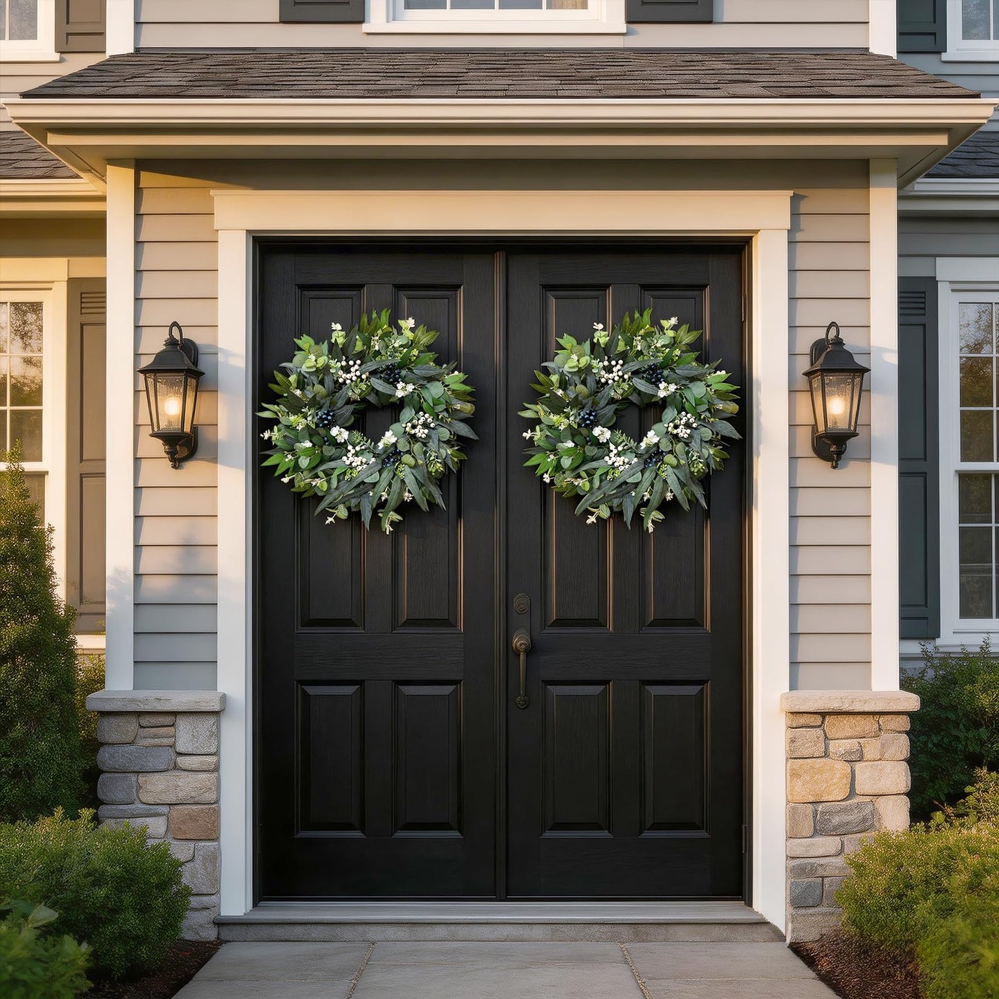 24'' Eucalyptus Wreaths for Front Door,Spring Summer Fall Winter Wreaths,Large Outdoor Greenery Wreaths for Porch,Wall,Holiday,Home Decor-Spring, Summer, Fall, Winter All Seasons