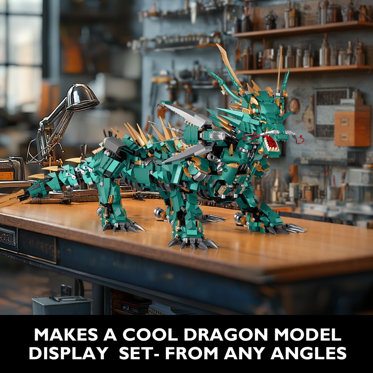 JMBricklayer Dragon Toy Building Set for Adults 70174, Creative Green Mechanical Dragon Animal Building Model Collectible, Home Festival Decor Display Set, Building Toy for Boys Girls Teens