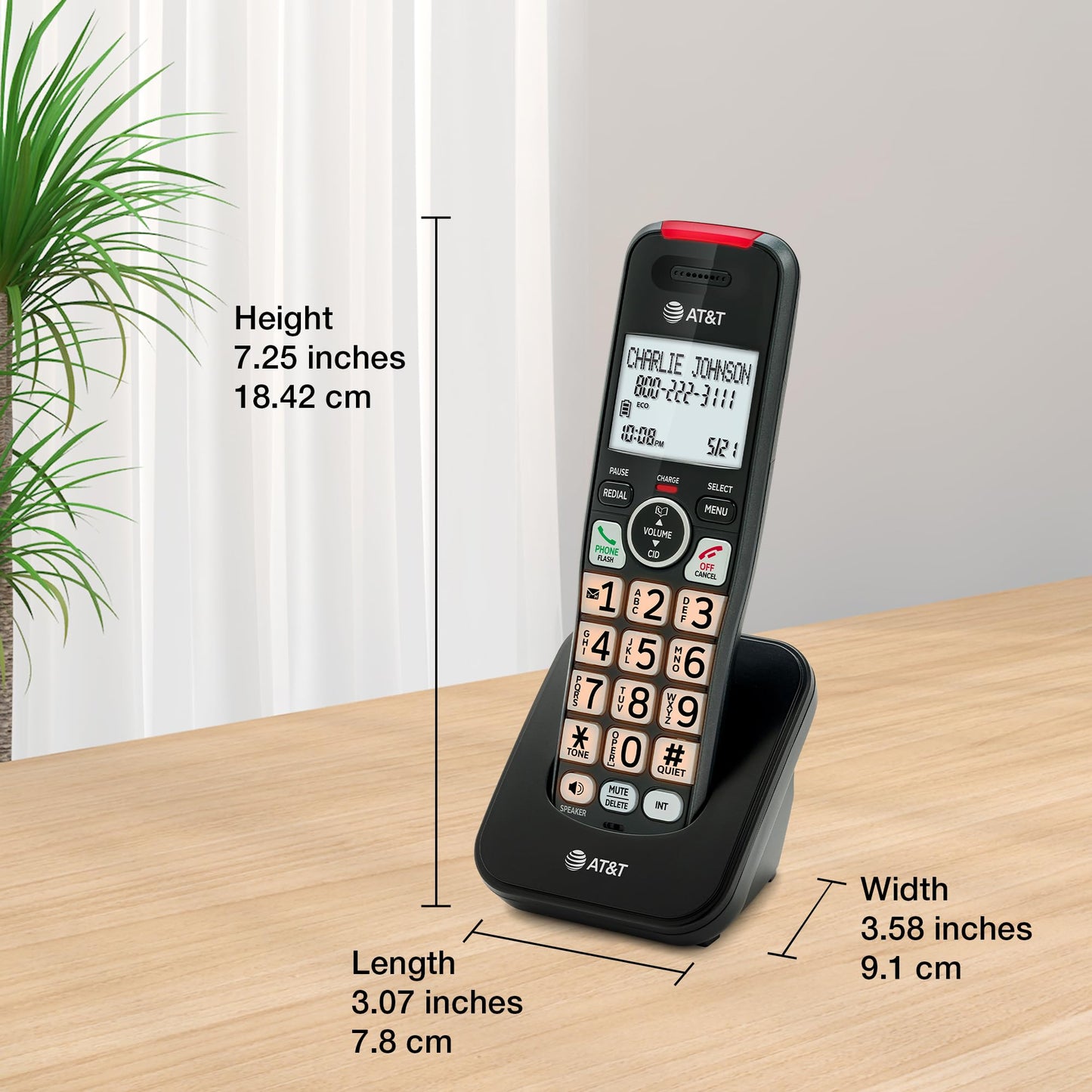 AT&T EL2131-21 2-Handset DECT 6.0 Cordless Phone with Call Blocker (50 Numbers), Caller ID, Speakerphone, Backlit Display & Keypad - Black
