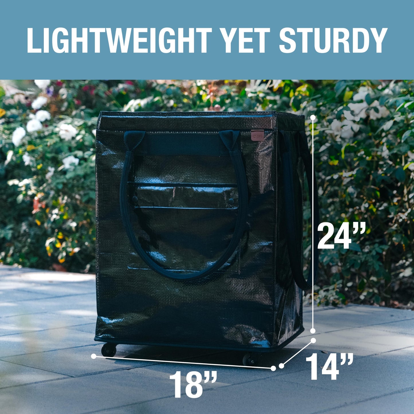 CleverMade Hauler Rolling Tote Bag, 90L Collapsible Portable Shopping Cart with Wheels for Groceries, Laundry, Organization – Heavy Duty Utility Tote with 75 lb Capacity, Basket with Wheels, Black