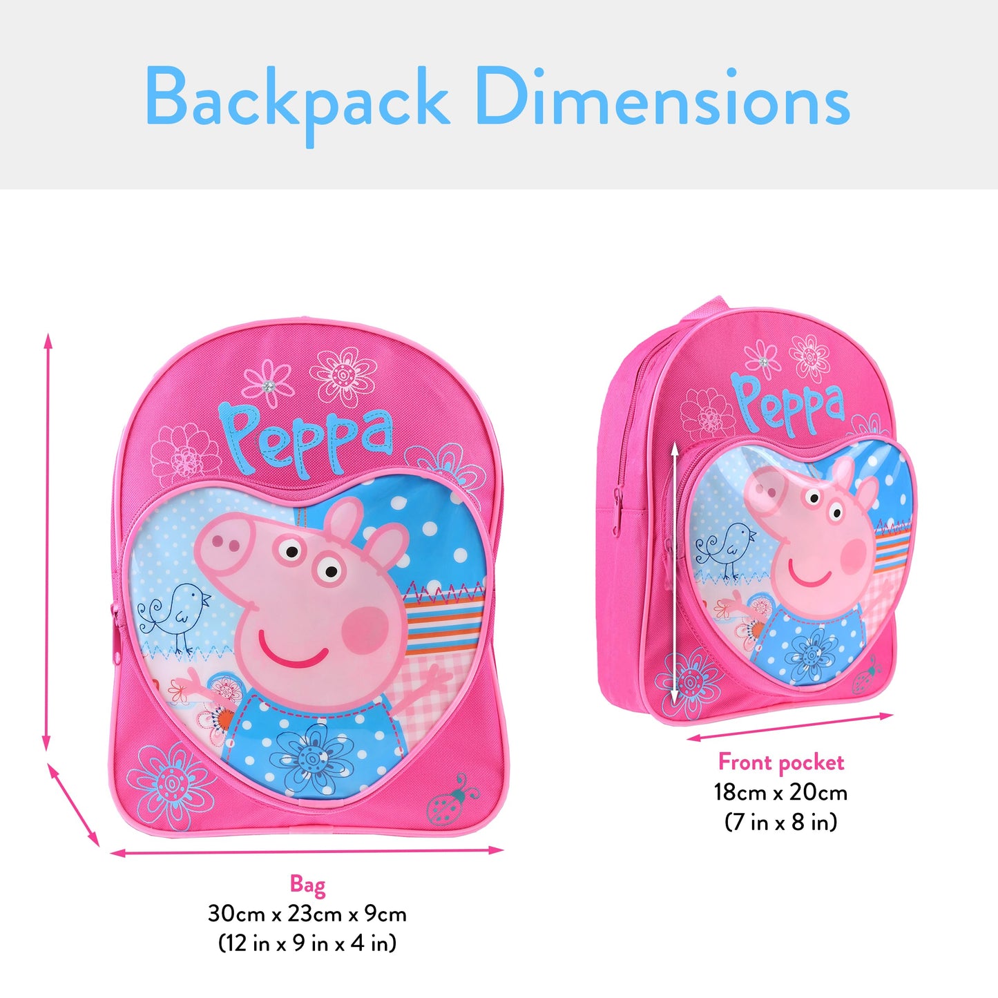 Peppa Pig Backpack | Kids Backpacks for Girls | Pink School Bag