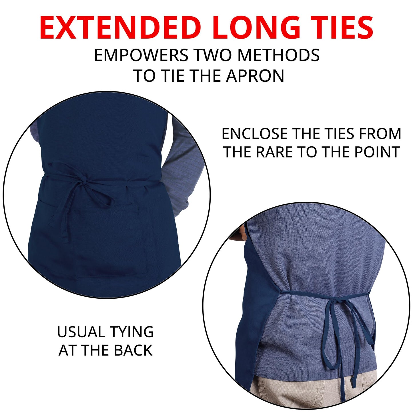 Utopia Kitchen 10 Pack Bib Apron, Unisex Adjustable Aprons with 2 Pockets, Waterdrop Resistant Cooking Kitchen Chef Apron for Men Women, Navy