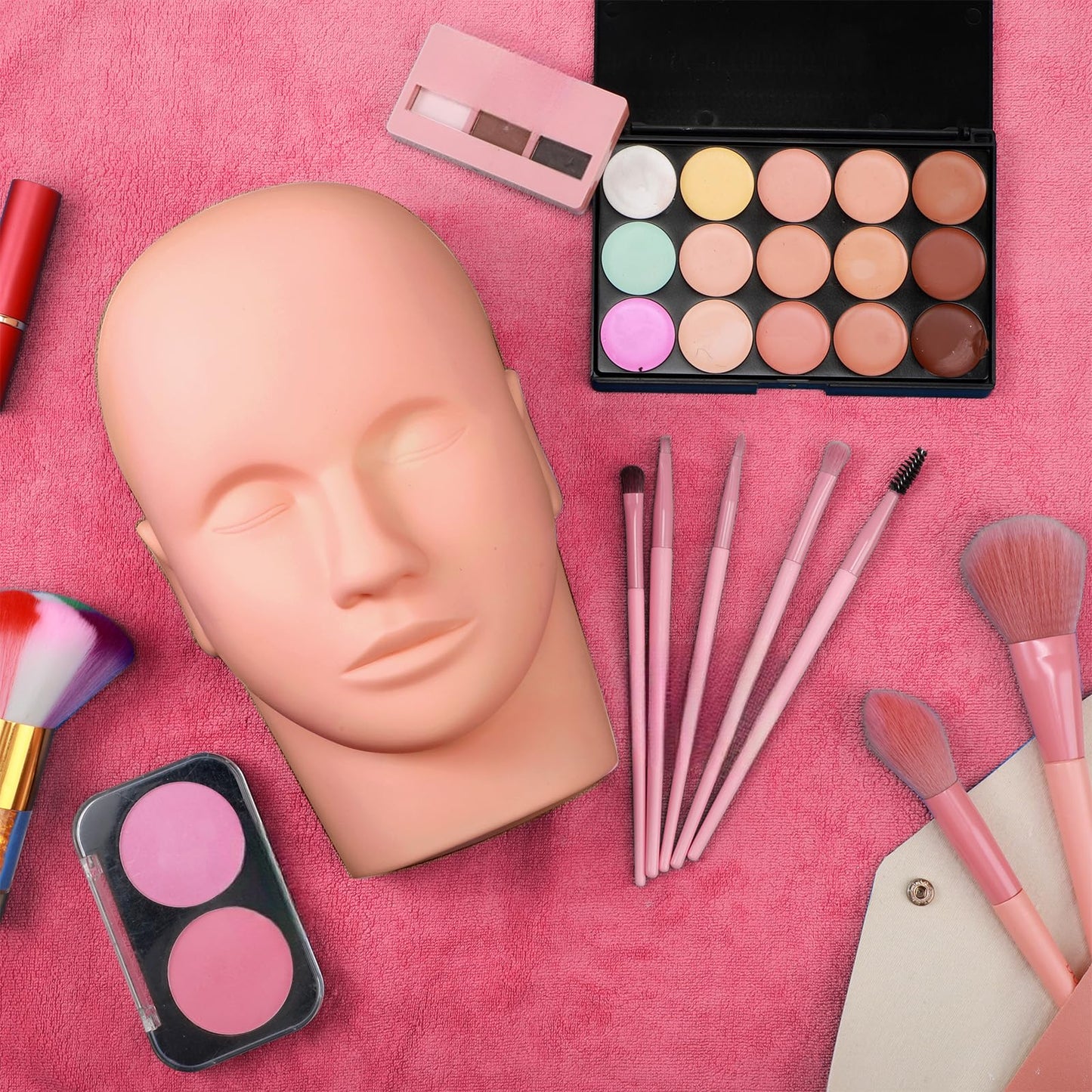 Reginary 6 Pcs Lash Mannequin Head Silicone Plastic Head Esthetics Mannequin Head Practice Training Head Makeup Head Makeup Mannequin Training Head for Practice Makeup Massage Graft Eyelash(White)