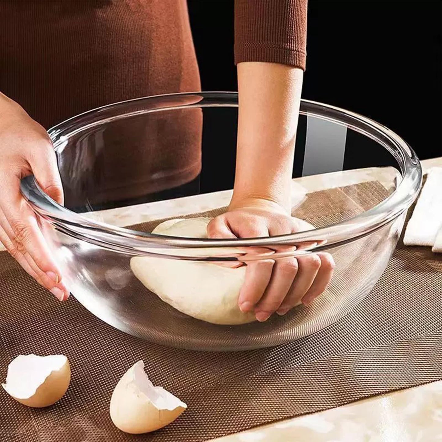 Ronanemon 6.5Quart Large Glass Bowl with Lid for Sourdough Bread Making, 12.3 Inch Clear Glass Salad Cooking Bowls for Kitchen Salad Bread Storage, For Prepping, Marinating & Brining Kimch