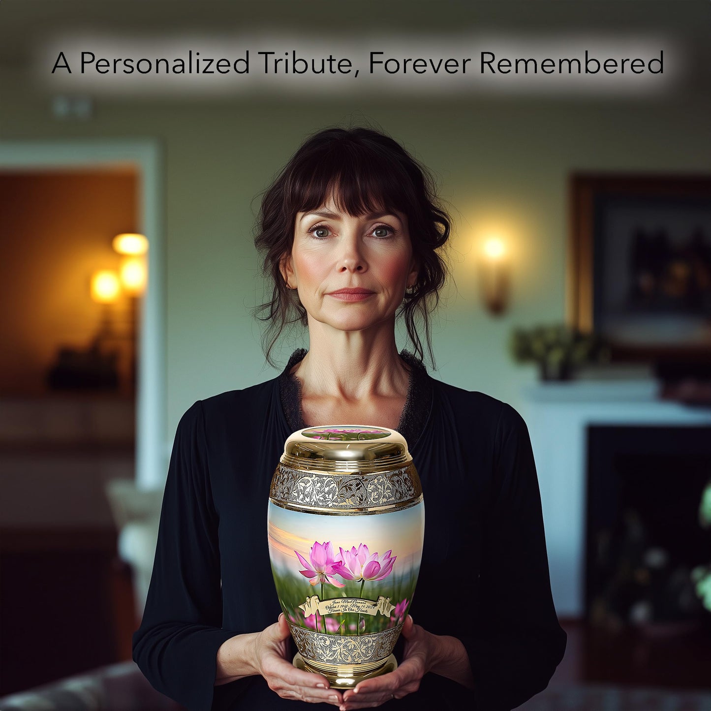 Lotus Tranquility Cremation Urn for Ashes for Women Decorative Urns - Personalized Beautifully Handcrafted Urns for Human Ashes Adult Female, Mom, Sister or Daughter