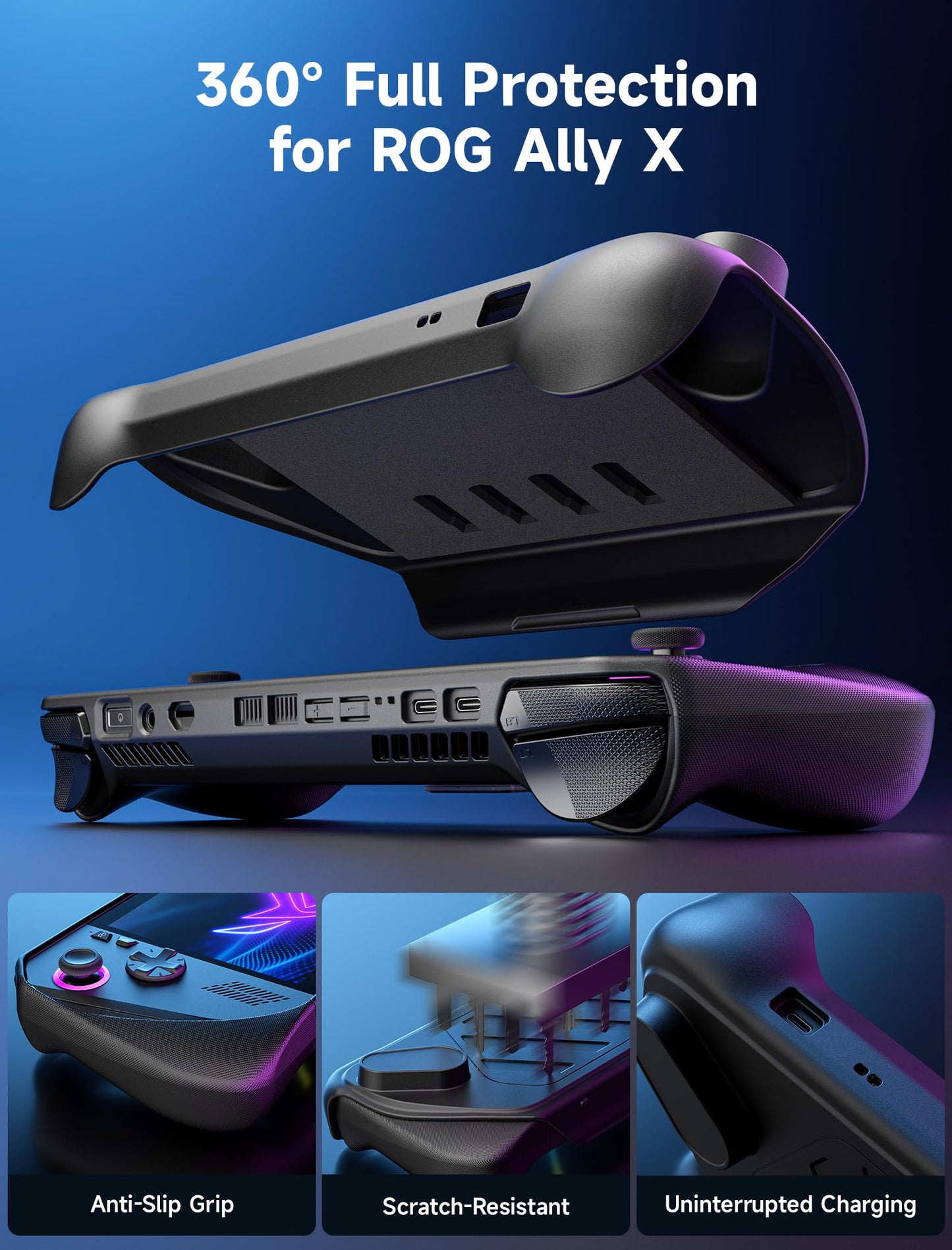 JSAUX PC0111 ModCase Compatible with ASUS ROG Ally X, Modular ROG Ally X Case with Cooling Fan, Included Protective Case, Face Cover, Cooling Fan, Metal Bracket and Strap - Cooler Set
