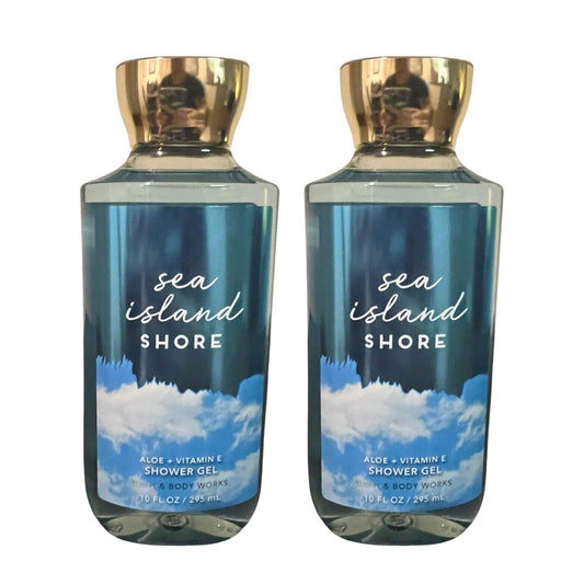 Bath & Body Works Shea + Vitamin E Shower Gel, Set of 2, 10oz Each (Sea Island Shore)