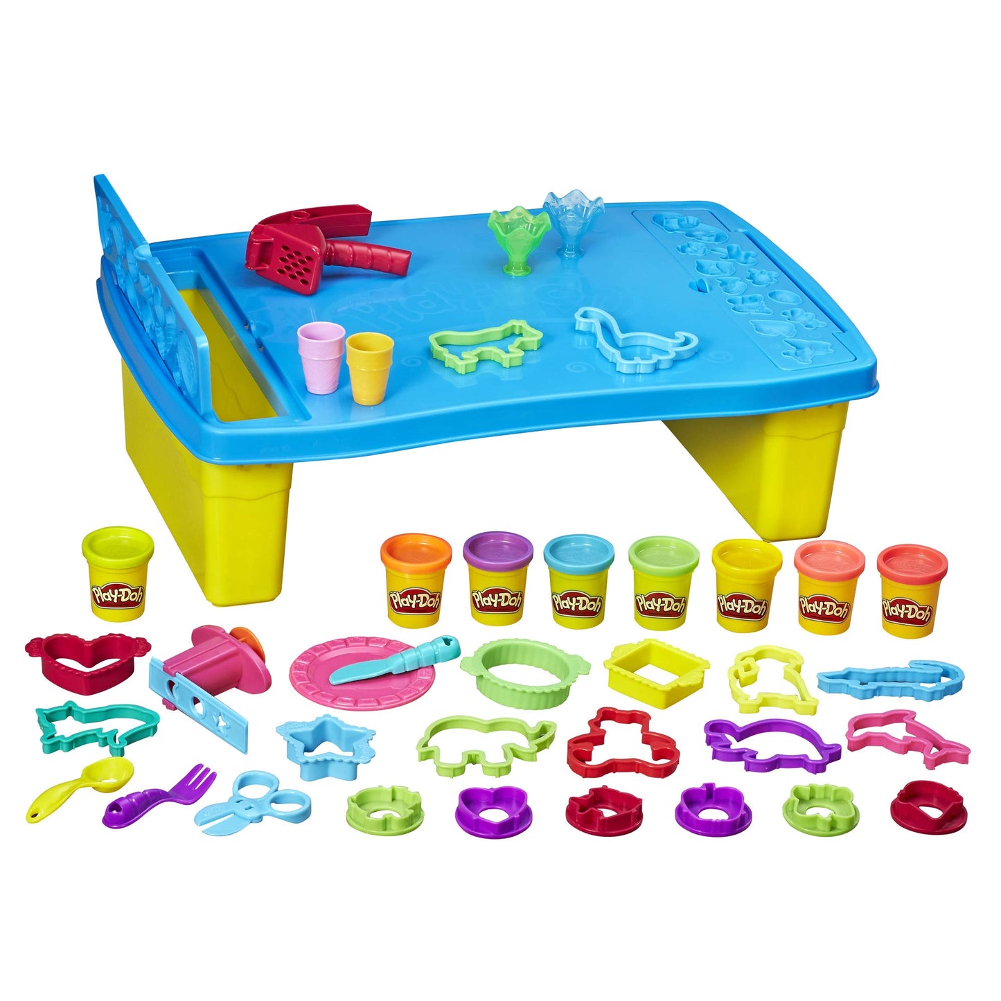 Hasbro Play-Doh Play 'n Store Kids Play Table for Arts and Crafts Activities with 8 Non-Toxic Colors, 2-Ounce Cans