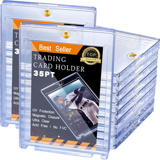 40 Pieces Thick Magnetic Card Holder 35pt Hard Plastic Protector Standard Thickness Trading Cards Sleeves for Collectible Trading Baseball, Sports, Game, Playing, Credit
