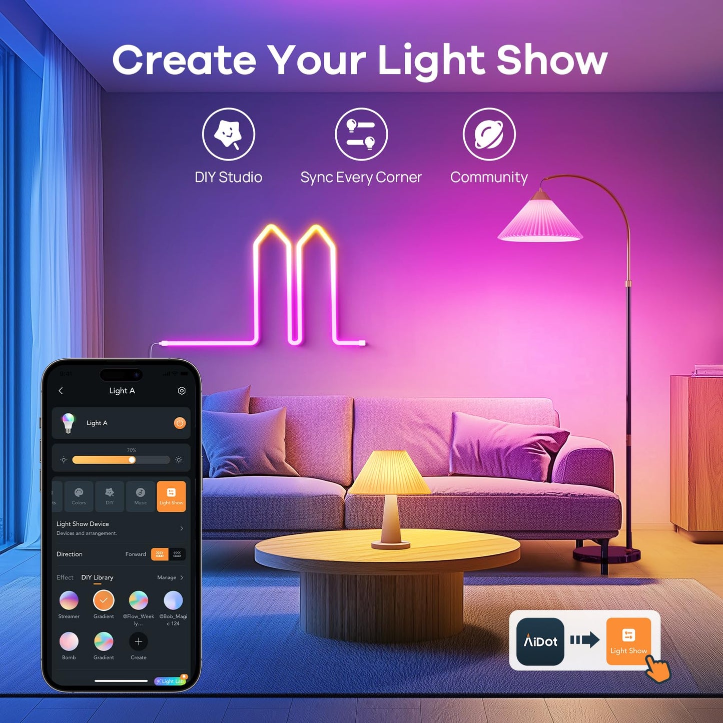 OREiN Matter Smart Light Bulb, 1600 Lumens 100W Equivalent Smart Light Bulbs, Color Changing Light Bulbs Work with Apple Home, Alexa, Google Home, SmartThings, A21 Smart Bulbs 2.4Ghz WiFi, 4Pack