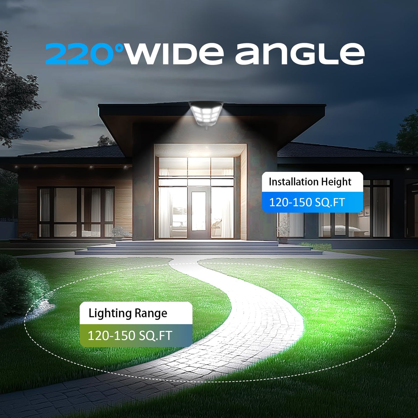 Solar Street Lights Outdoor Waterproof,6500K Solar Lights Outdoor 12000LM LED Solar Flood Light, 320 Wide Angle with Motion Sensor and Remote Control for Yard,Fence,Parking lot,Garage,Yard (4 Pack)