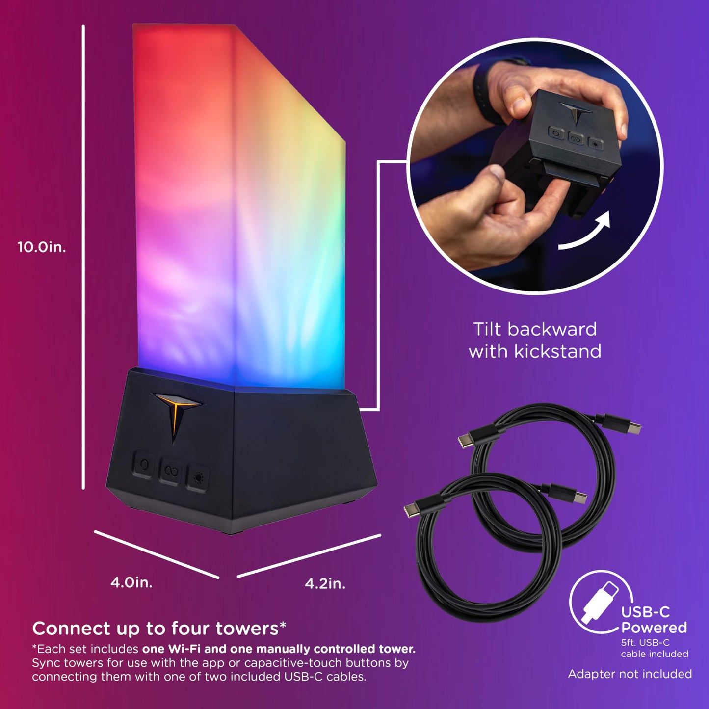 Enbrighten Vibe Smart Gaming Tabletop Galaxy Projector Titan Tower Plug in Night Light with Space Nebula Effects, Parties, Kids & Adults, Alexa and Google Compatible 84121