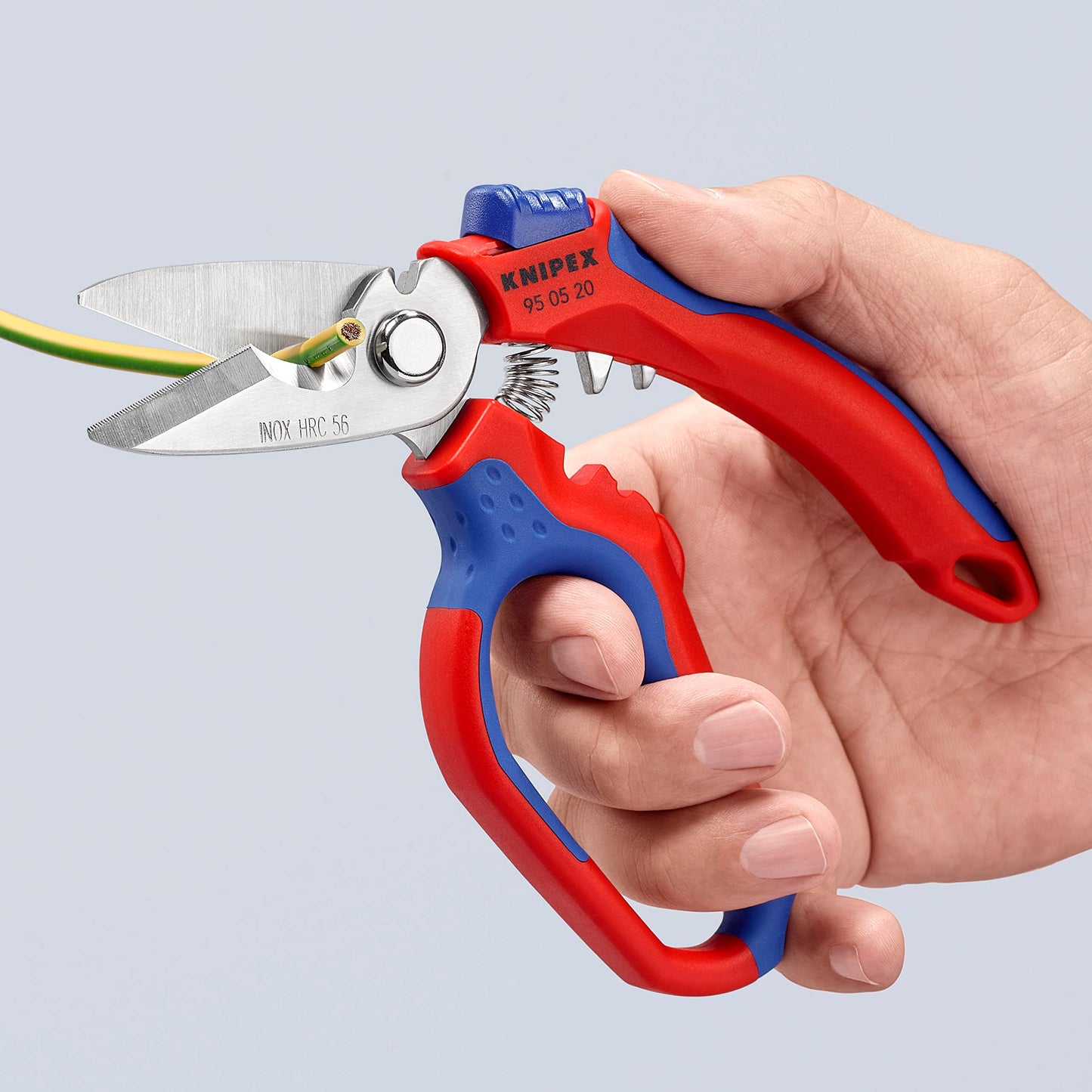 KNIPEX Tools Stainless steel 95 05 20 US Angled Electricians' Shears, 6-1/4", Red/Blue