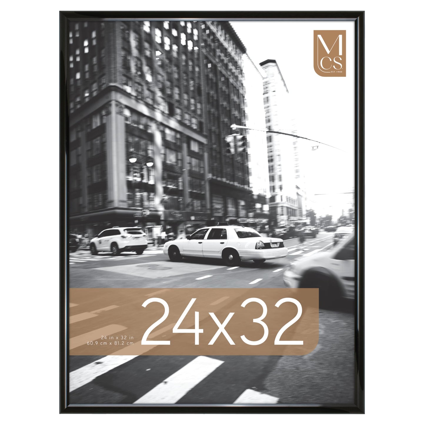 MCS Trendsetter 24x32 Poster Frame Black High-Gloss, Vertical & Horizontal Wall Hanging Large Picture Frame for Photos, Posters & Art Prints (1-Pack)