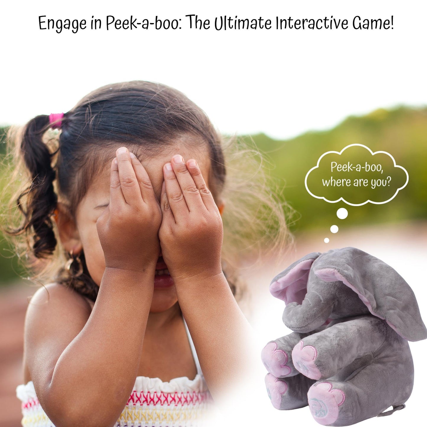 Dimple Kaia Peek A Boo Elephant Toy, Interactive Singing Stuffed Elephant Plush with Moving Ears, Musical Stuffed Animal for Babies and Toddlers, Adorable Elephant Baby Toy