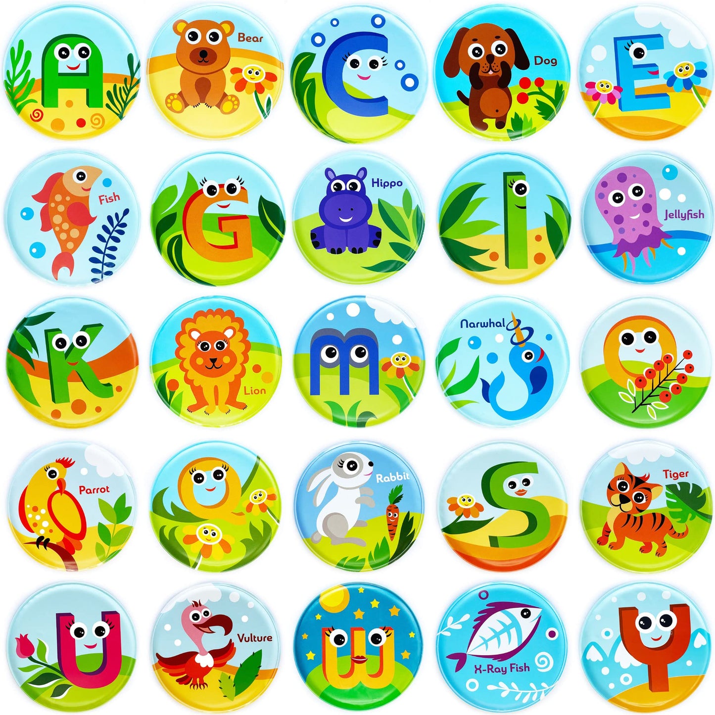 Floating Animals & Alphabet Flash Cards for Bathtub. Preschool Learning Toddler Flash Cards. Educational Bath Toys for 18 Months+ (Set of 26)