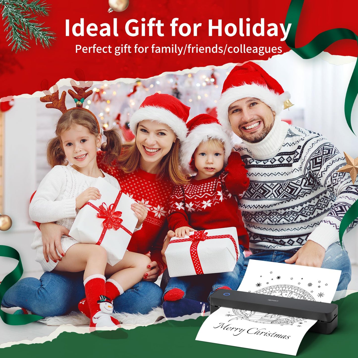 iDPRT Portable Printer Wireless for Travel, Inkless Bluetooth Thermal Printers for Home,Office,Vehicles,Supports 8.5" x 11" US Letter&A4 A5 Size,Compatible with Android and iOS Phones&PC