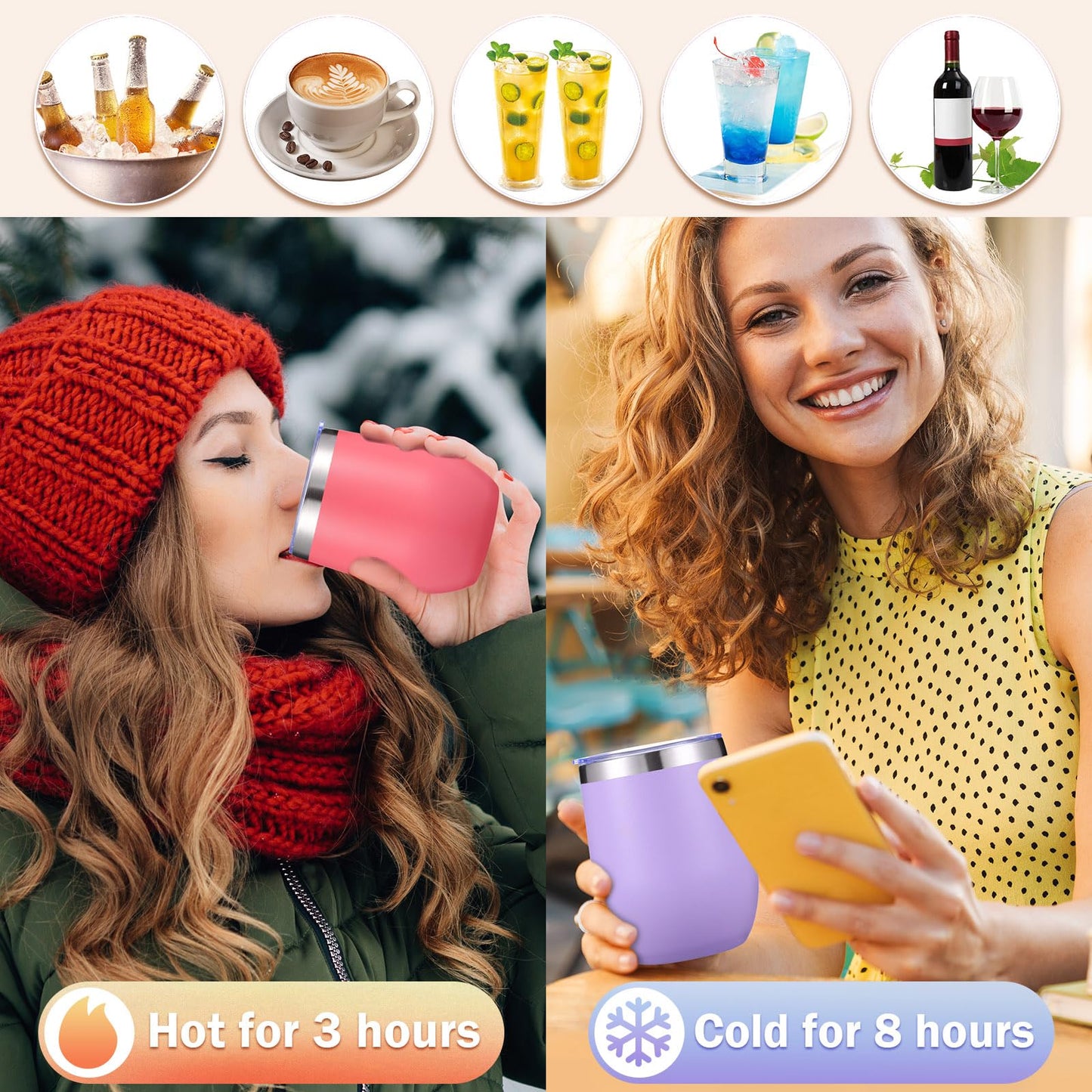 40 Pack Insulated Wine Tumbler 12oz Stainless Wine Coffee Cup with Lid Straw Double Wall Vacuum for Employee Wedding School Homeless Housekeeping Week Christmas Operation Gift(Morandi Color)