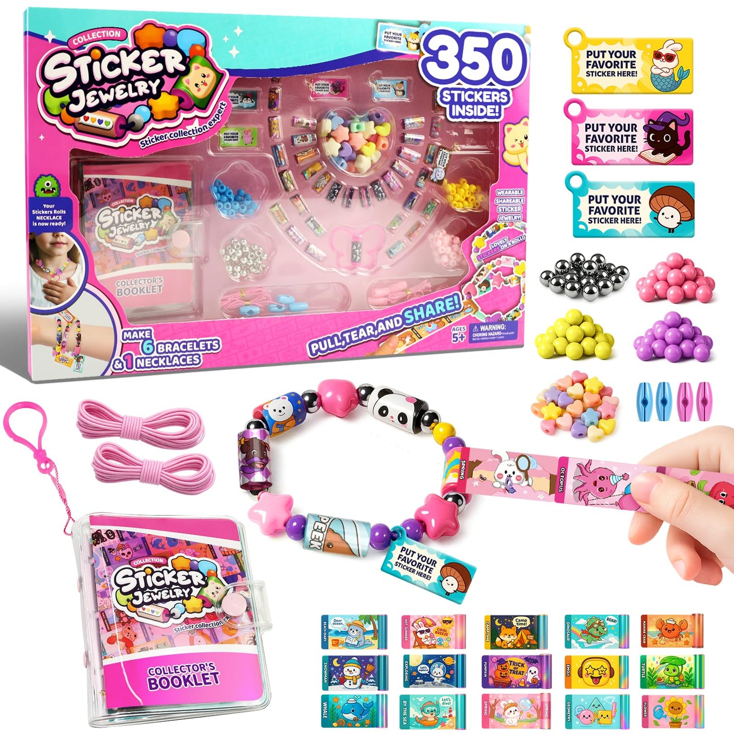 Sticker Bracelet Set | Includes 80 Mini Stickers & 2 Mystery Rolls | Over 1000 Collectible Designs | Wearable Toy for Kids