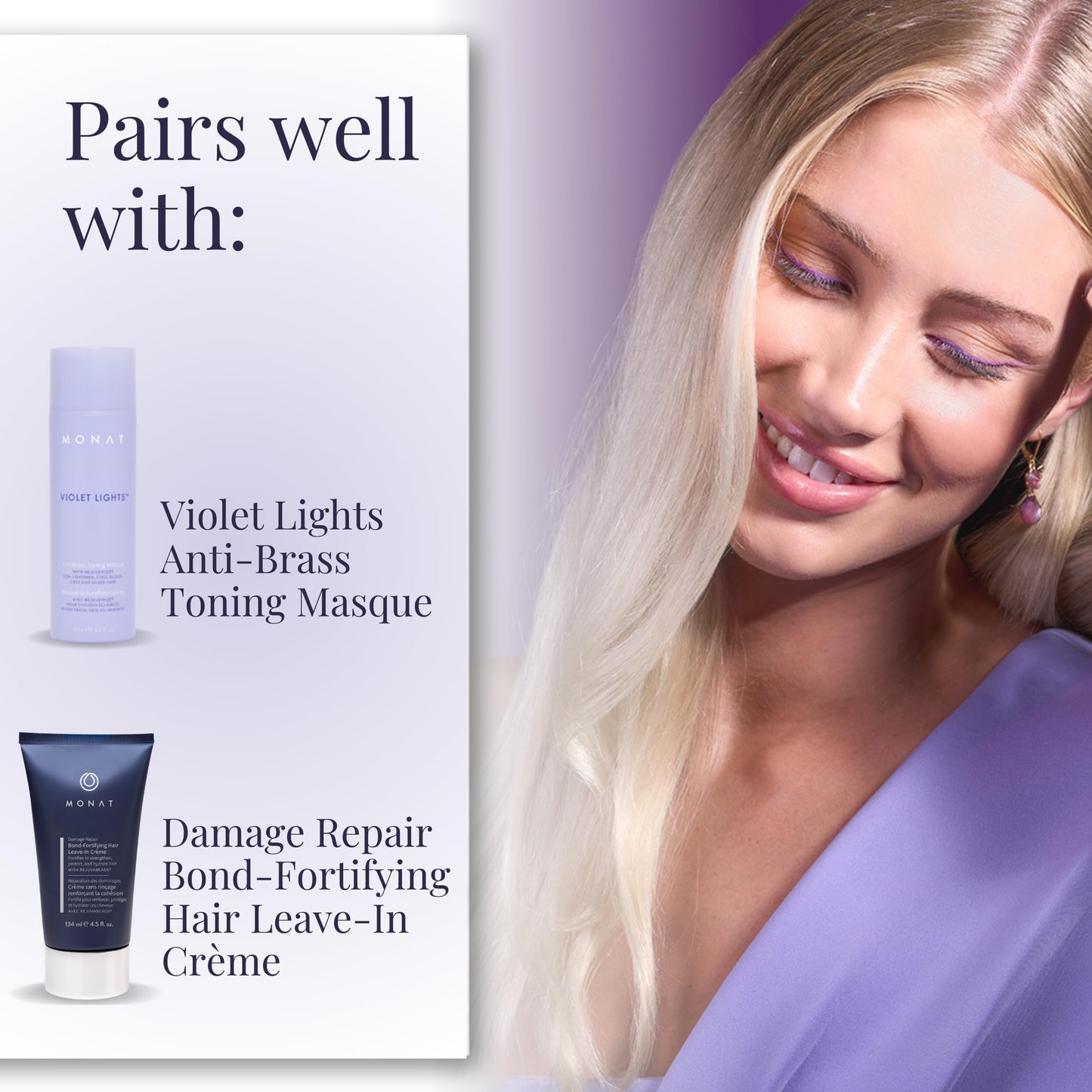 MONAT Violet Lights Anti-Brass Shampoo – Subtly Illuminates Hair – Advanced Toning Formula – Vibrant & Manageable Results – Gentle Cleansing for Radiant Locks – Enriched with REJUVENIQE®