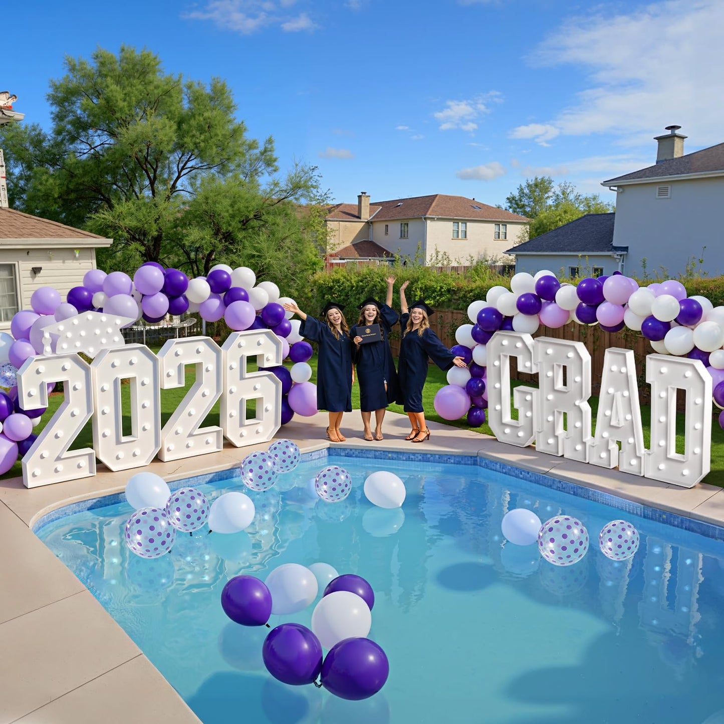 Graduation Decorations Class 2026 White Marquee Numbers 26 Graduation Decorations 4 Feet Tall Large Kindergarten College High School Grad Party Decor Light up Numbers Big Foam Board Backdrop 2 Pcs