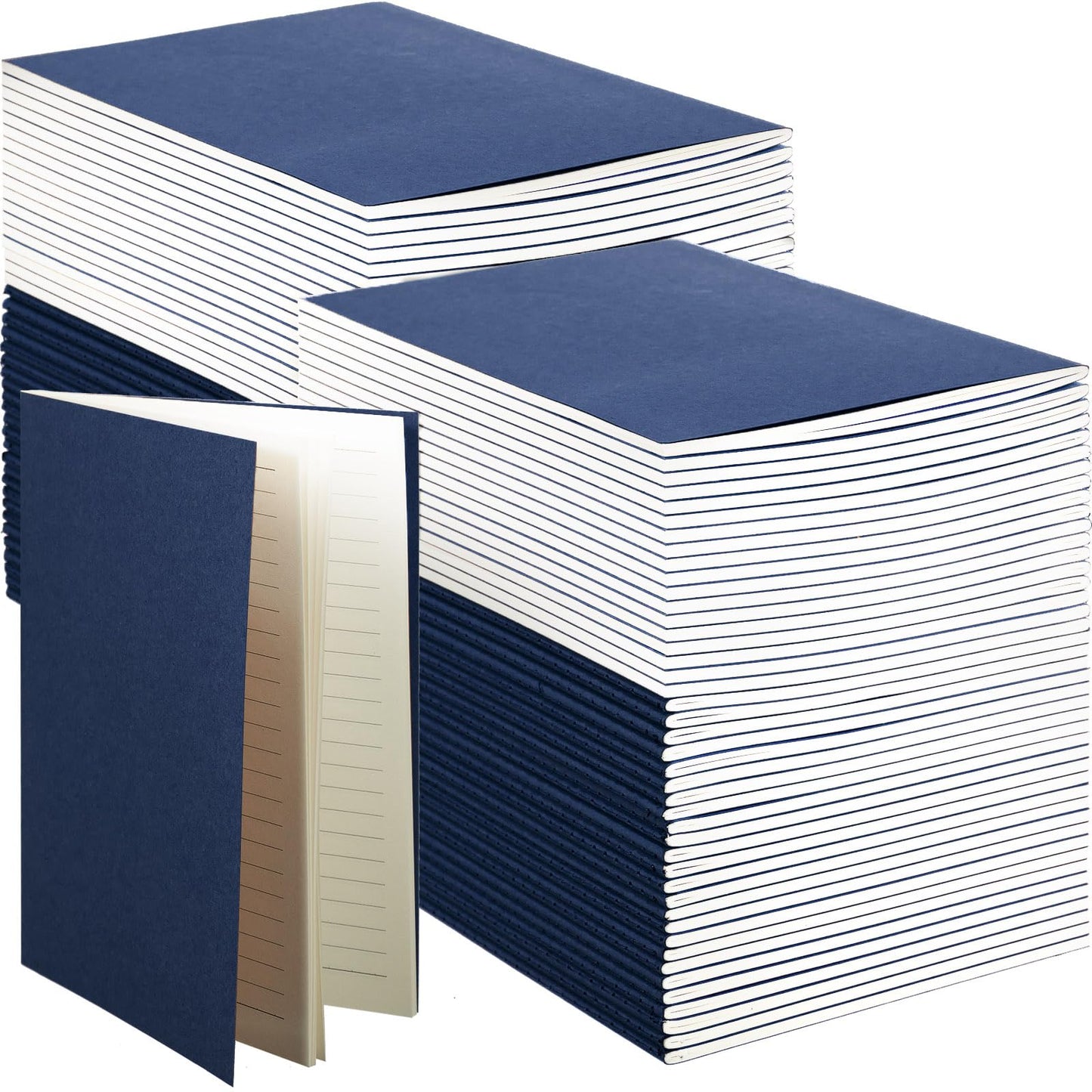 Sepamoon 150 Pack Kraft Notebook Journals 5.82 Inch x 4.13 Inch A6 Softcover Notebooks Bulk for Kids Student Writing Sketch Travel Journal Office Notepad with 48 Page 24 Sheet(Blue,Lined)