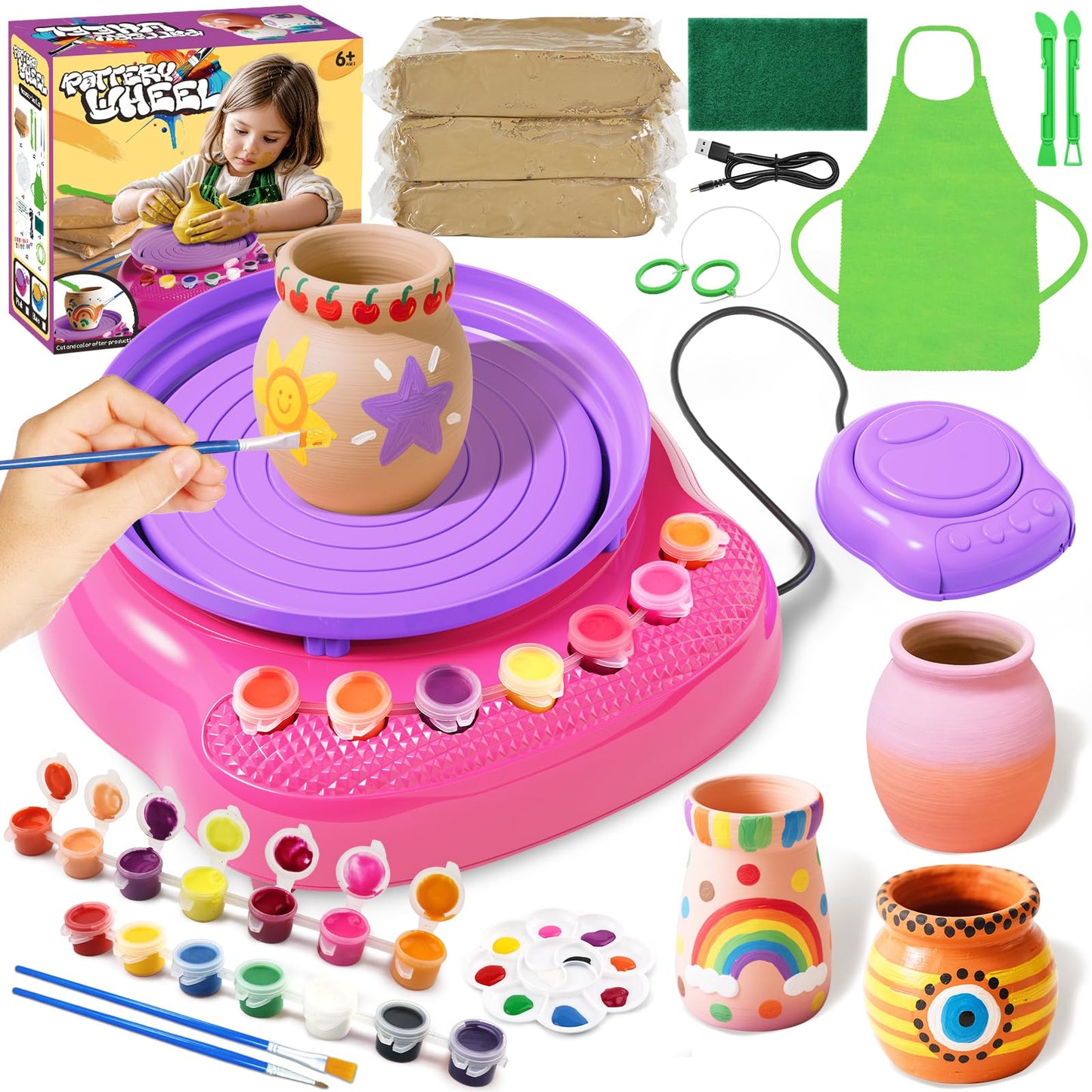 Einailvk Pottery Wheel for Kids, Toys for Kids (Pink)