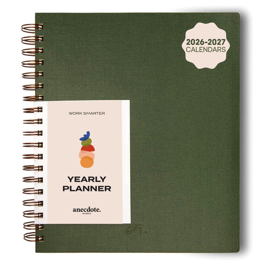 Anecdote Spiral Planner w/2026-2027 Calendar (8.5" x 10") | Start Anytime - 52 Weeks, Undated Planner Pages | To-Do List Organizer, Plan Your Success, Achieve Productivity Goals (Evergreen)