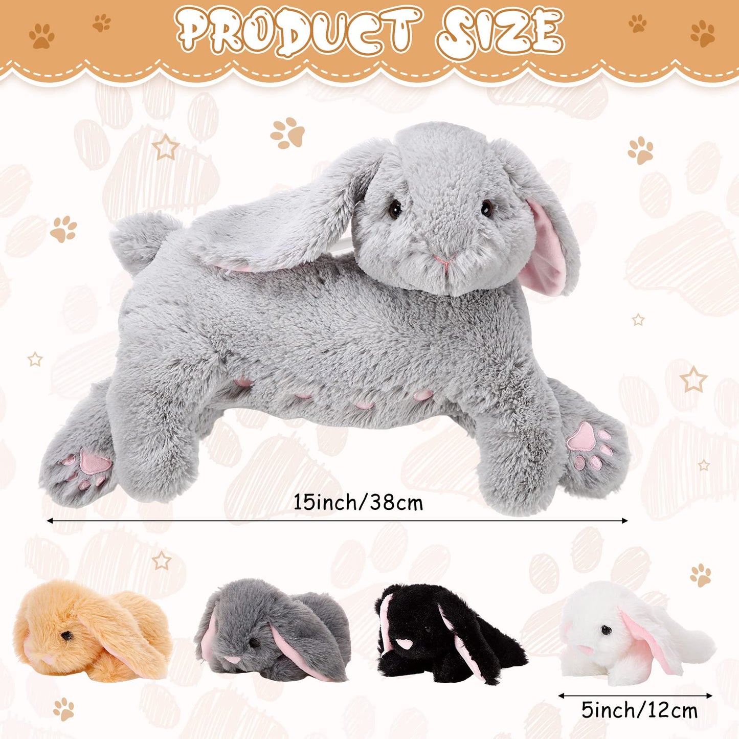 HyDren Nursing Bunny Stuffed Animal Plush Toys 15 Inch Plush Bunny Mommy with 4 Stuffed Magnetic Baby Rabbit Plushies for Kids Birthday Graduation Children's Day Gifts Baby Shower Easter Party Favors