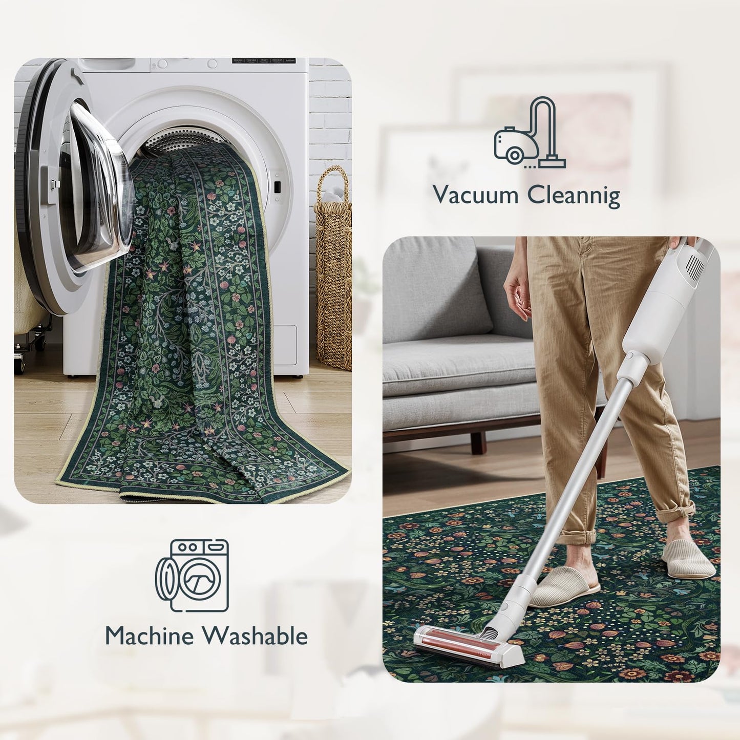 Anidaroel Floral Office Chair Mat for Hardwood & Tile Floor, 48"x60" Desk Chair Mat for Home Office, Under Desk Rug for Rolling Chair, Non Slip Computer Chair Mat, Low-Pile Carpet Protector Rug