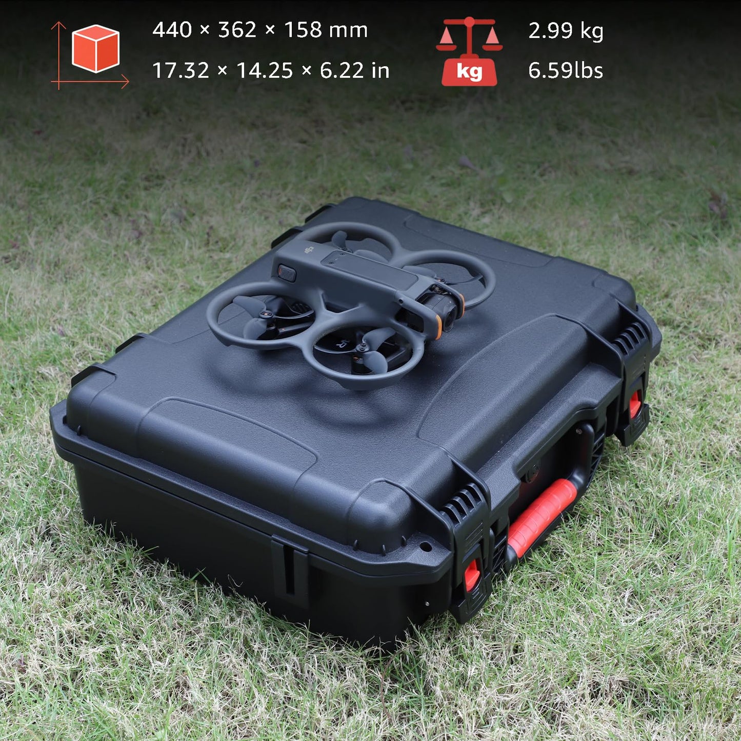 Drogear Waterproof Hard Case for DJI Avata 2 Fly More Combo | Fits DJI Goggles 3 / RC Motion 3 / FPV Remote Controller 3 and Accessories | Up to 8 Batteries | Shockproof, Dustproof