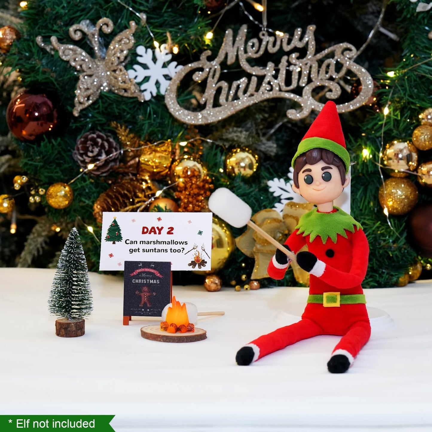 YFOMLLS 24-Day Christmas Elf Adventure Kit 2024 With Scenes Idea, Props & Accessories - Helper Box for 24 Days