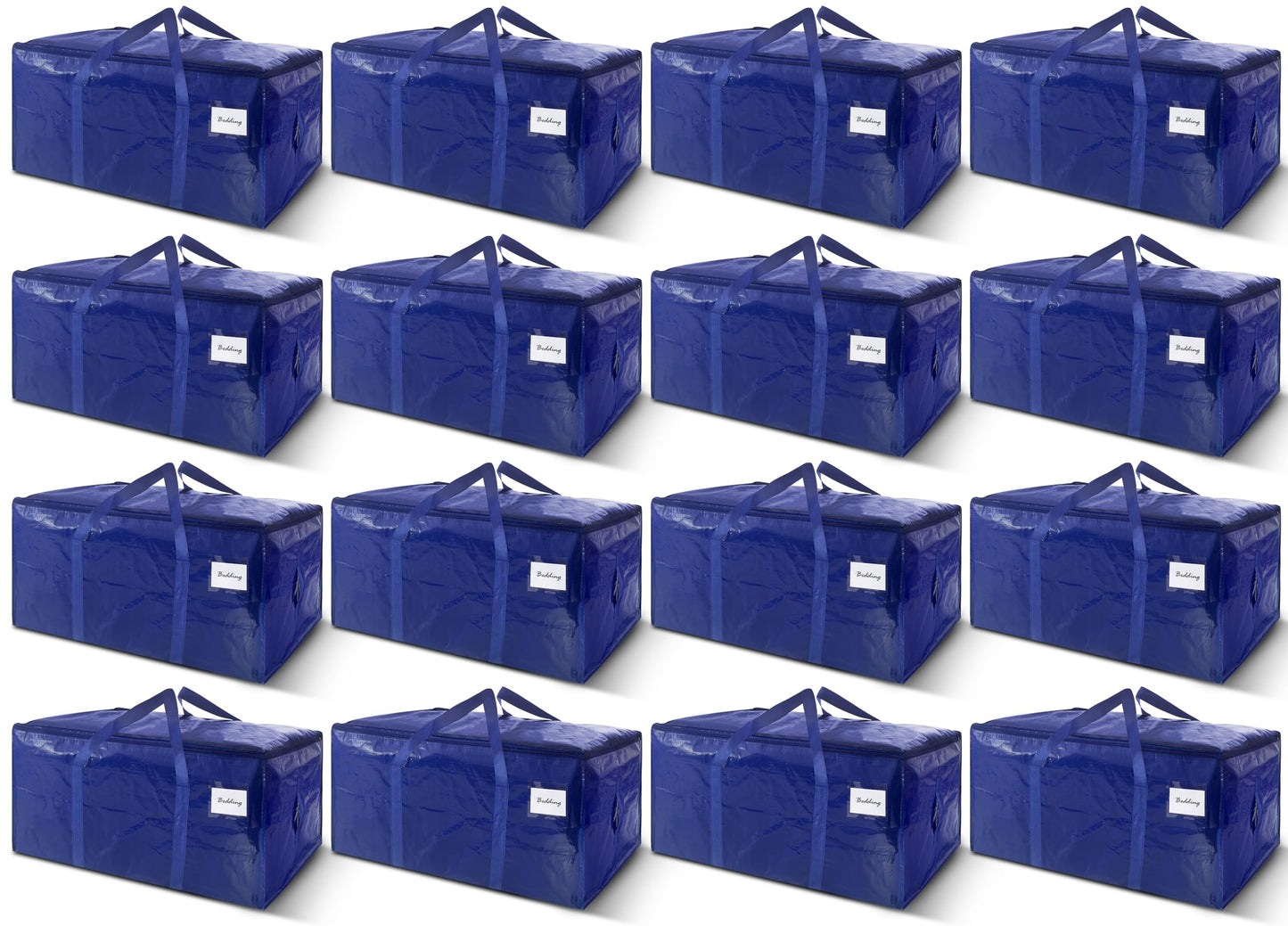 16 Pack Extra Heavy Duty Large Moving Bags with Strong Zipper & Carrying Handles, Sturdy Clothes Storage Bag Totes Bins, Packing Bags Moving Boxes College Moving Supplies, Dark Blue - 33 gal