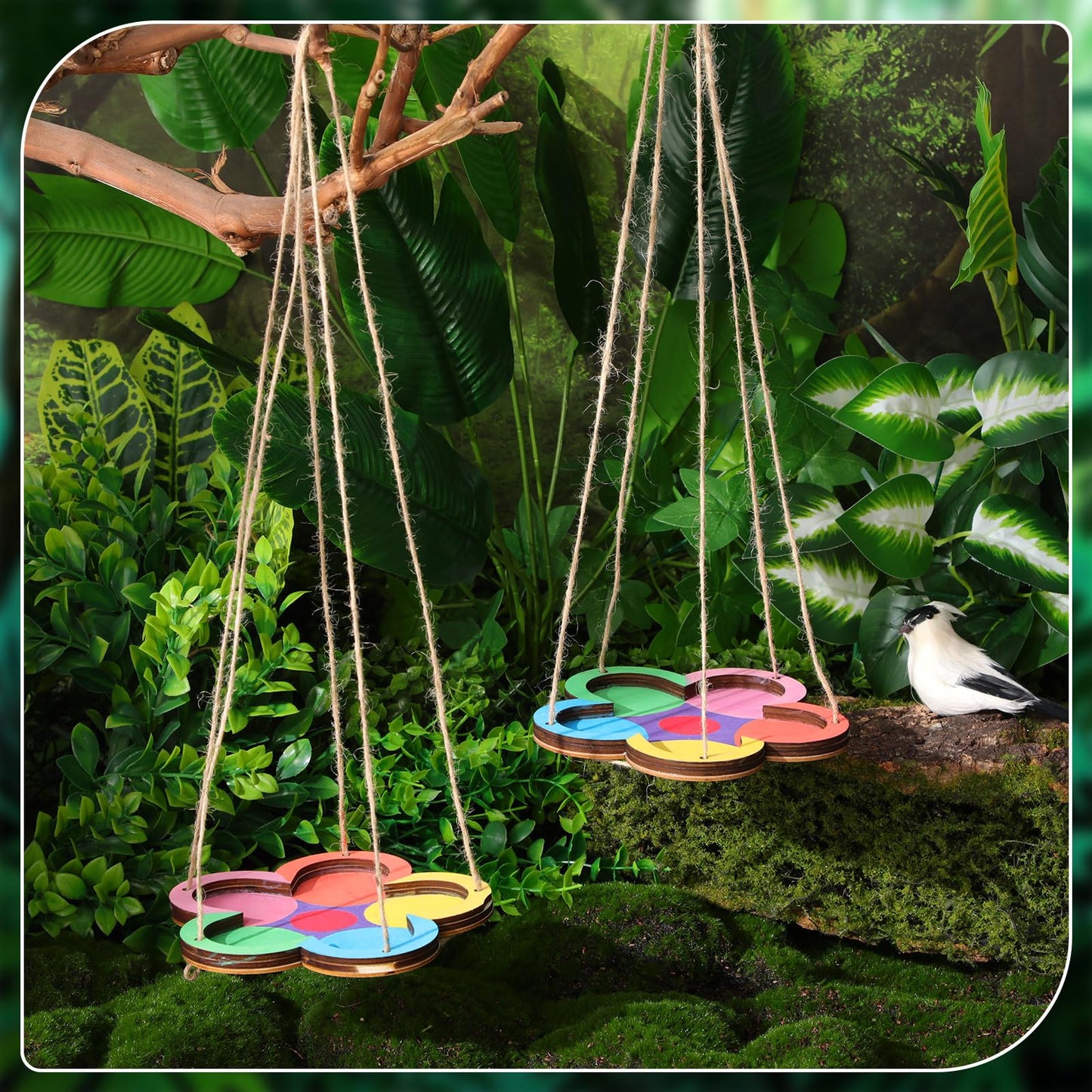DoubleFill 24 Pcs Thickened Wood Bird Feeder Craft Kits for Kids Ages 6+, 1.2cm Thick Hanging Bird Feeders, Painting Crafts for Easter DIY Painting, Outdoor Garden Decoration
