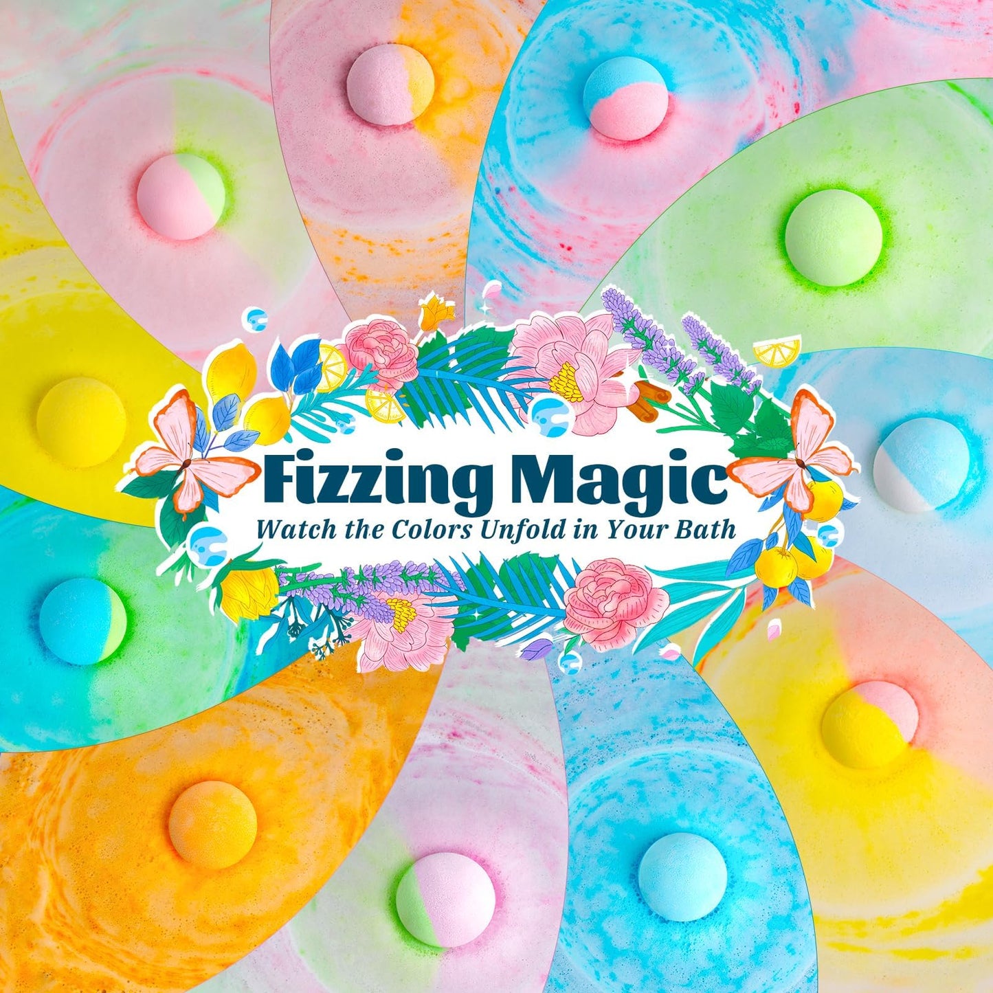54 Pack Handmade Bath Bombs with 11 Vibrant Colors and 9 Unique Scents, Long-Lasting Fizzy Bubbles & Colorful Magic, 7-Minute Dissolve for Relaxation, Perfect Bubble Bombs Gift for Valentine's Day
